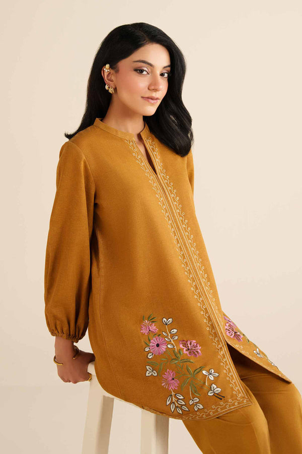 NishatUK - Mustard Embroidered Karandi 2-piece ready to wear Dress