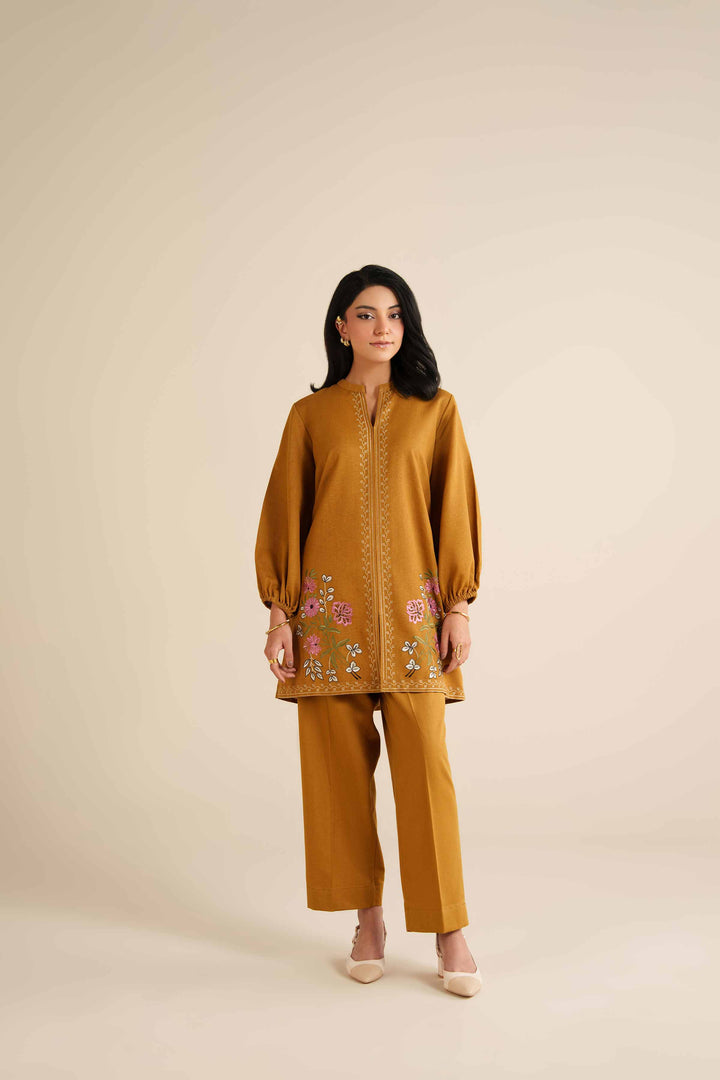 NishatUK - Mustard Embroidered Karandi 2-piece ready to wear Dress