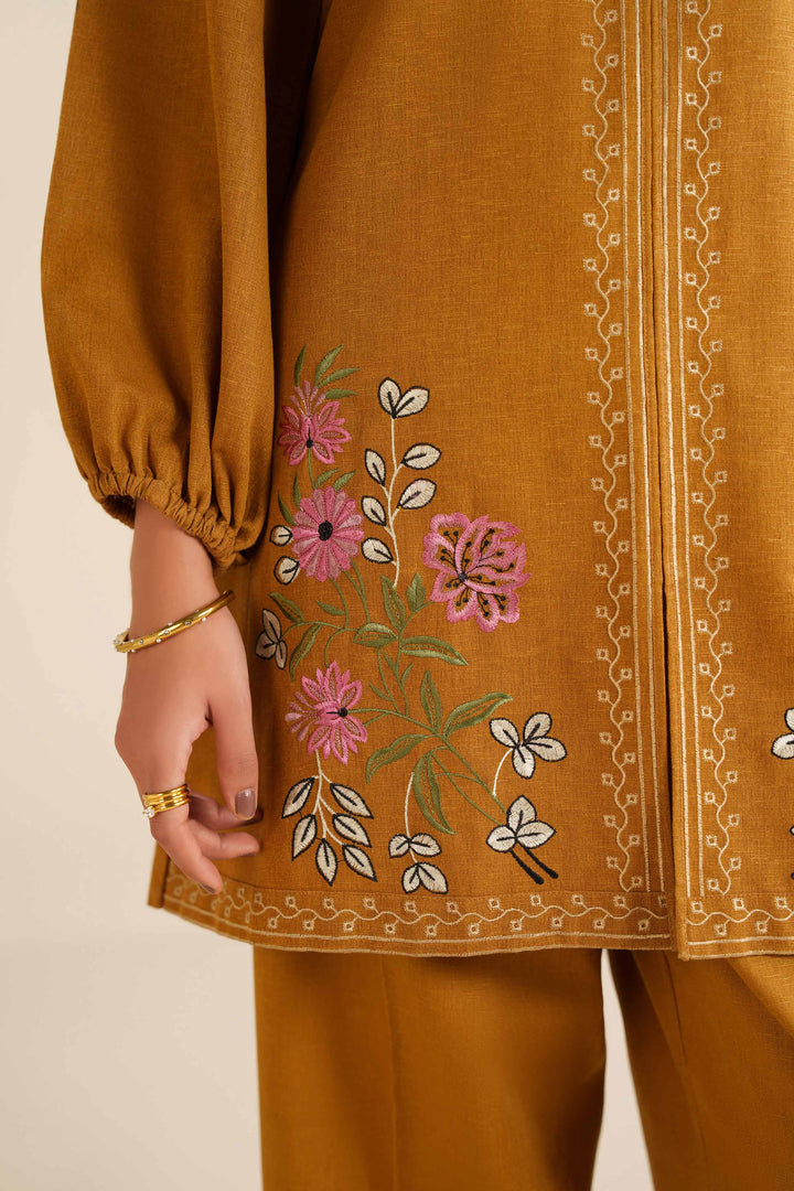 NishatUK - Mustard Embroidered Karandi 2-piece ready to wear Dress