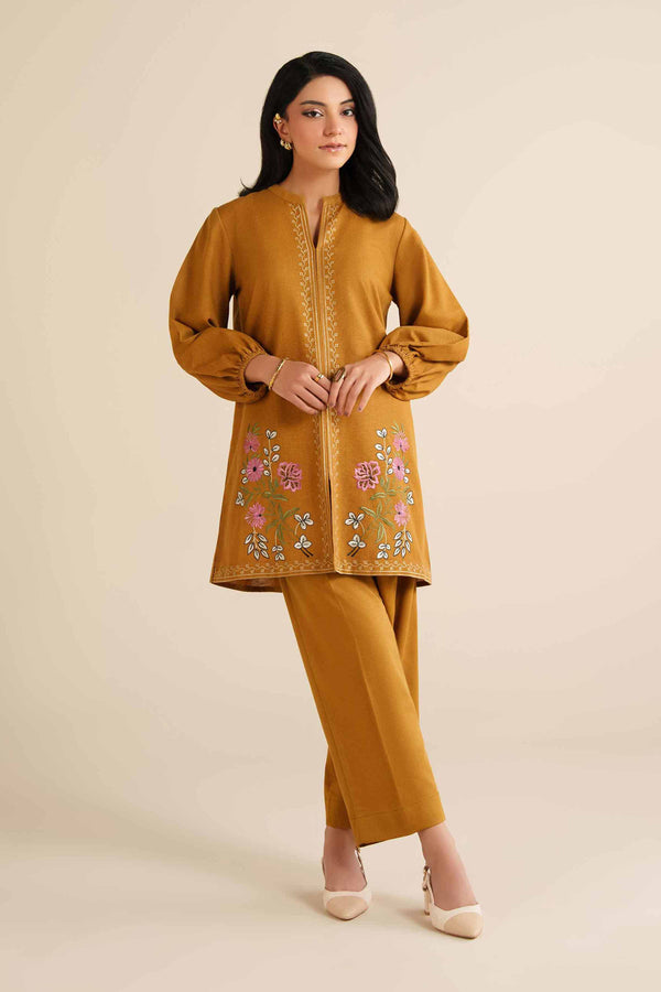 NishatUK - Mustard Embroidered Karandi 2-piece ready to wear Dress