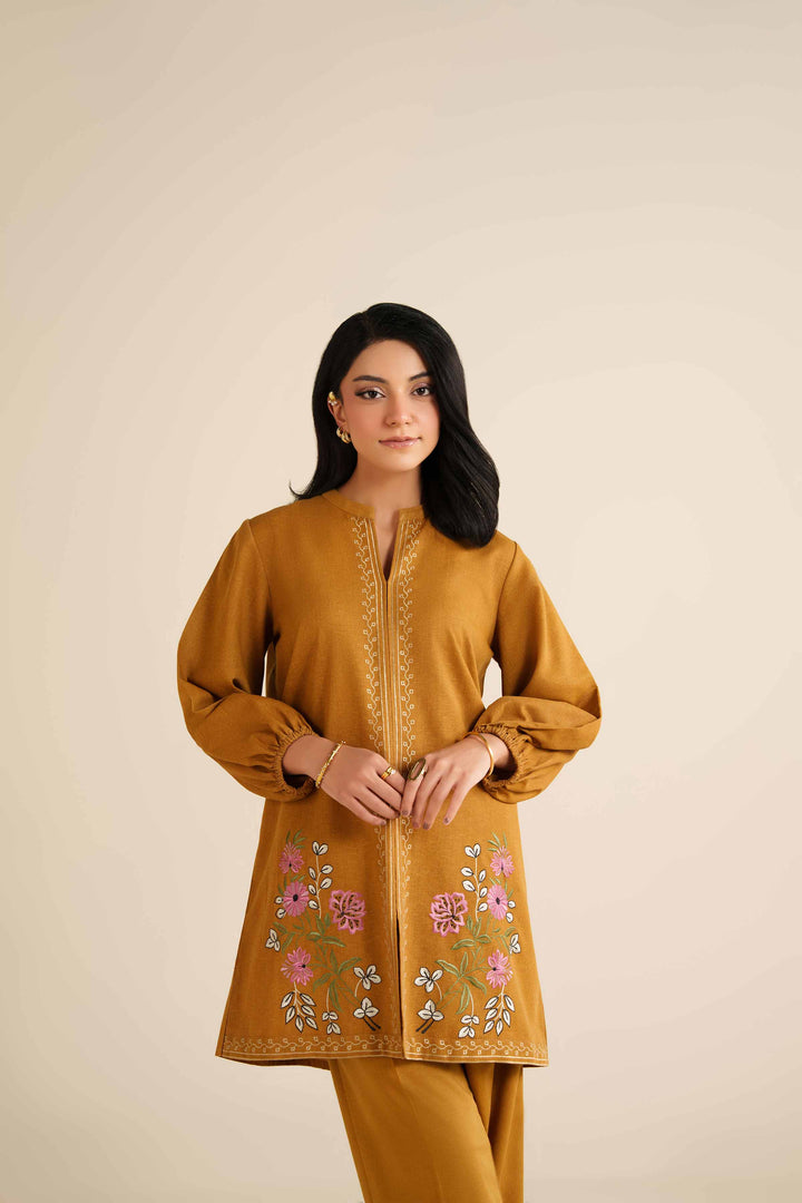 NishatUK - Mustard Embroidered Karandi 2-piece ready to wear Dress