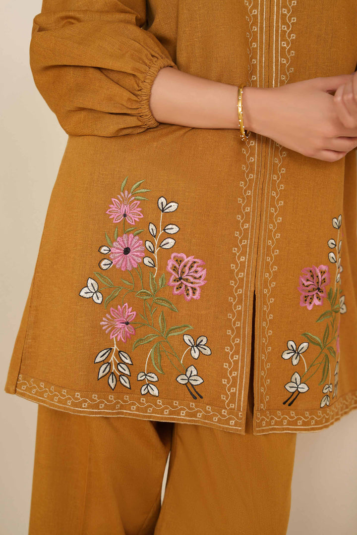 NishatUK - Mustard Embroidered Karandi 2-piece ready to wear Dress