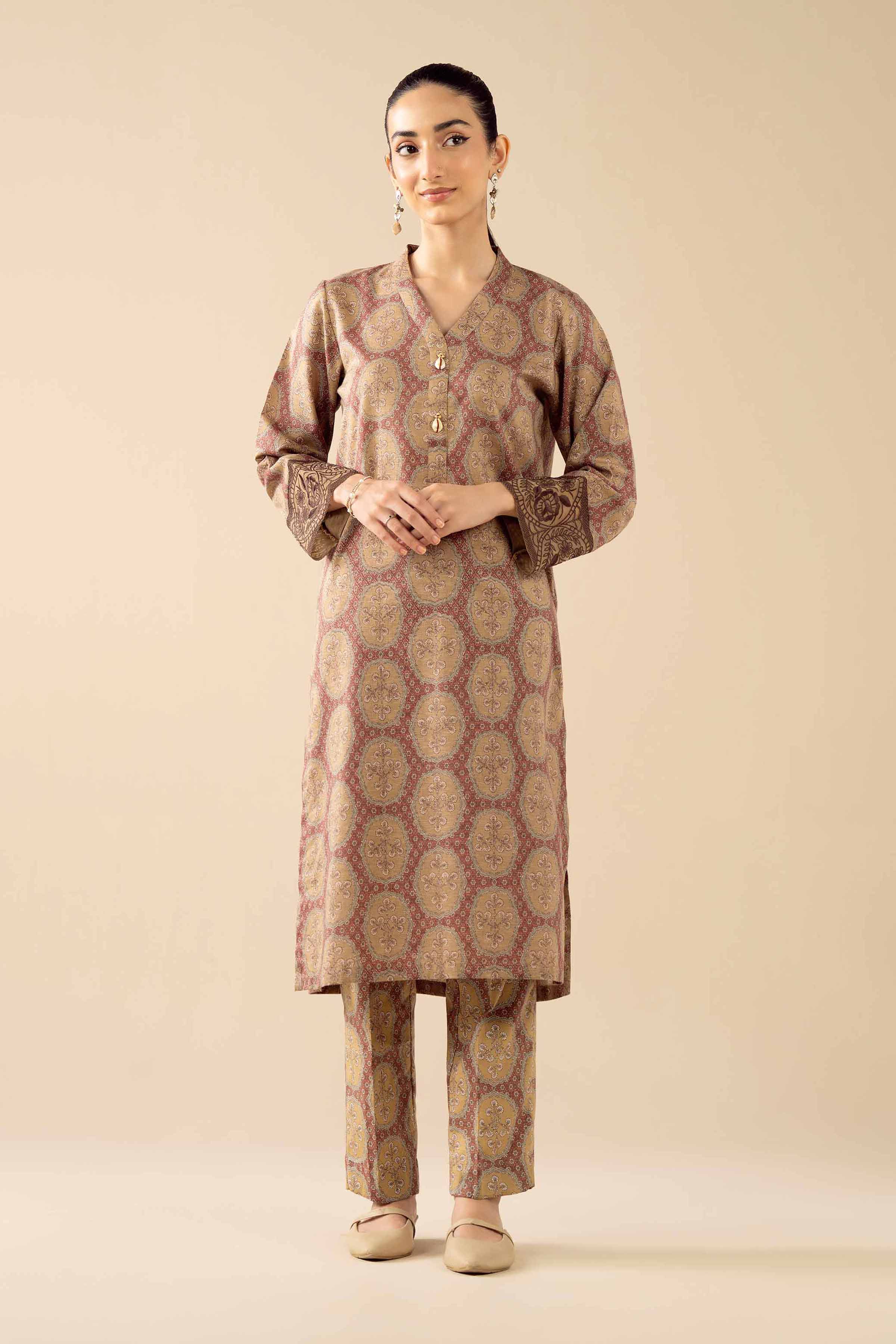 NishatUK - Brown Printed Karandi 2-piece ready to wear Dress