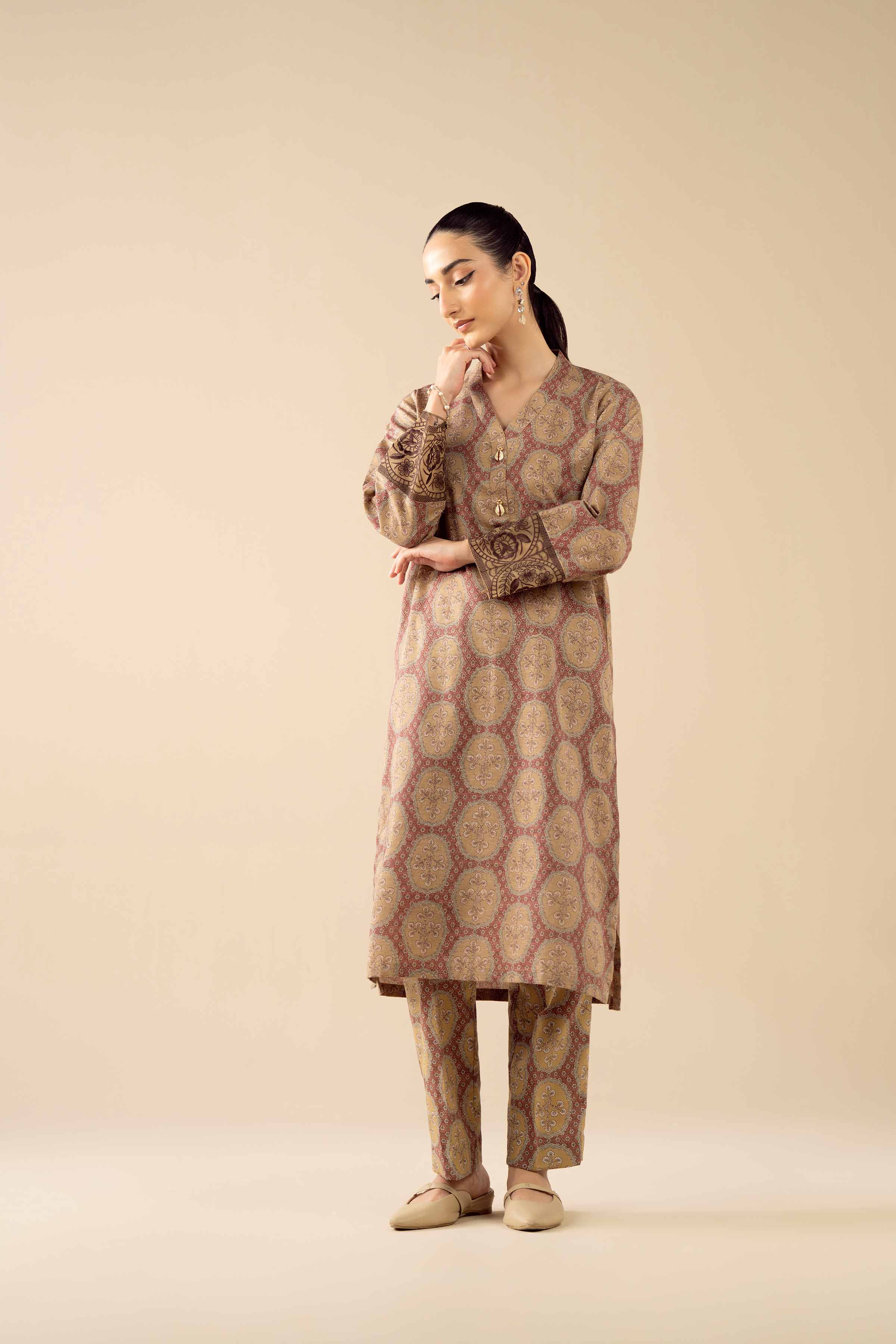 NishatUK - Brown Printed Karandi 2-piece ready to wear Dress