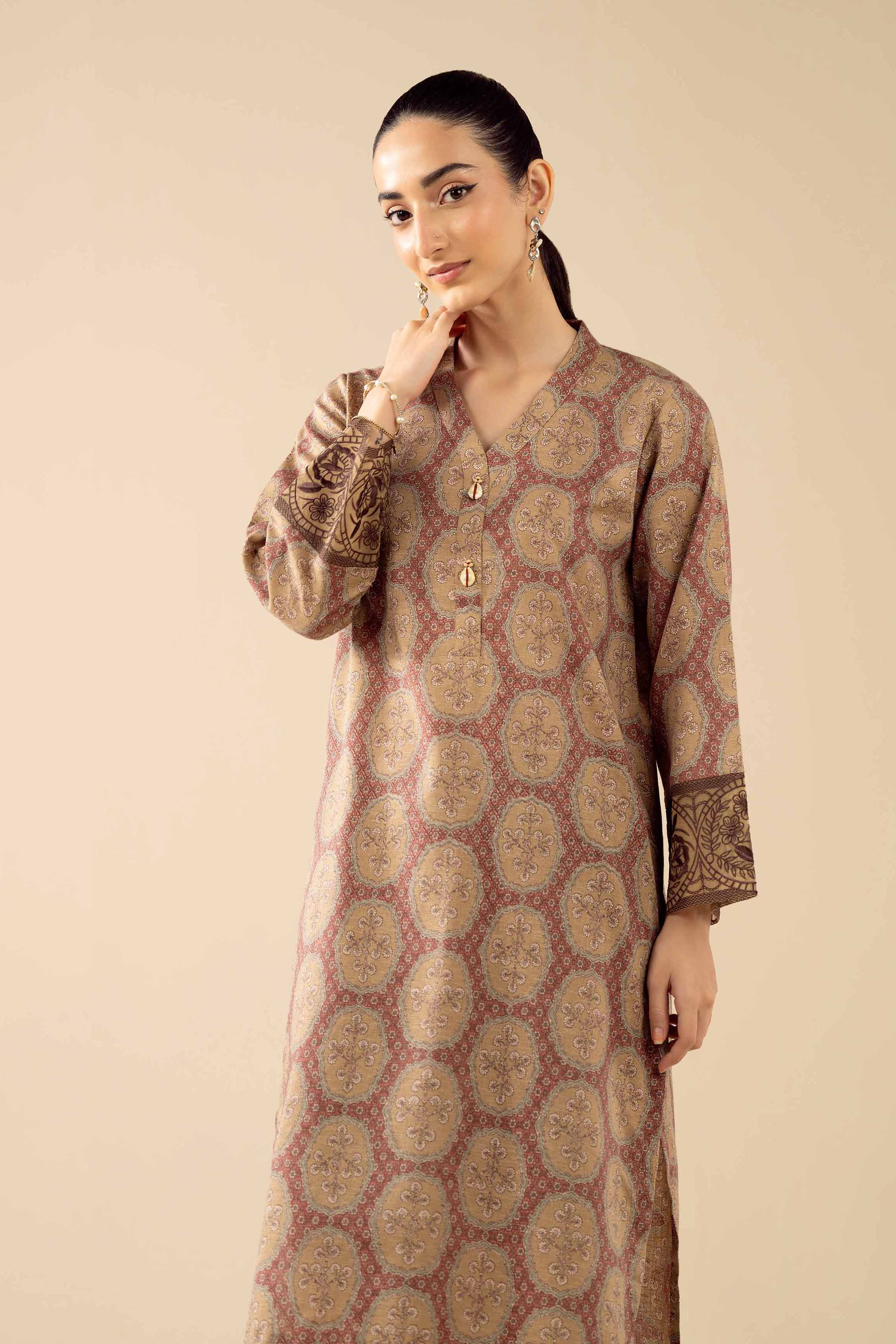 NishatUK - Brown Printed Karandi 2-piece ready to wear Dress