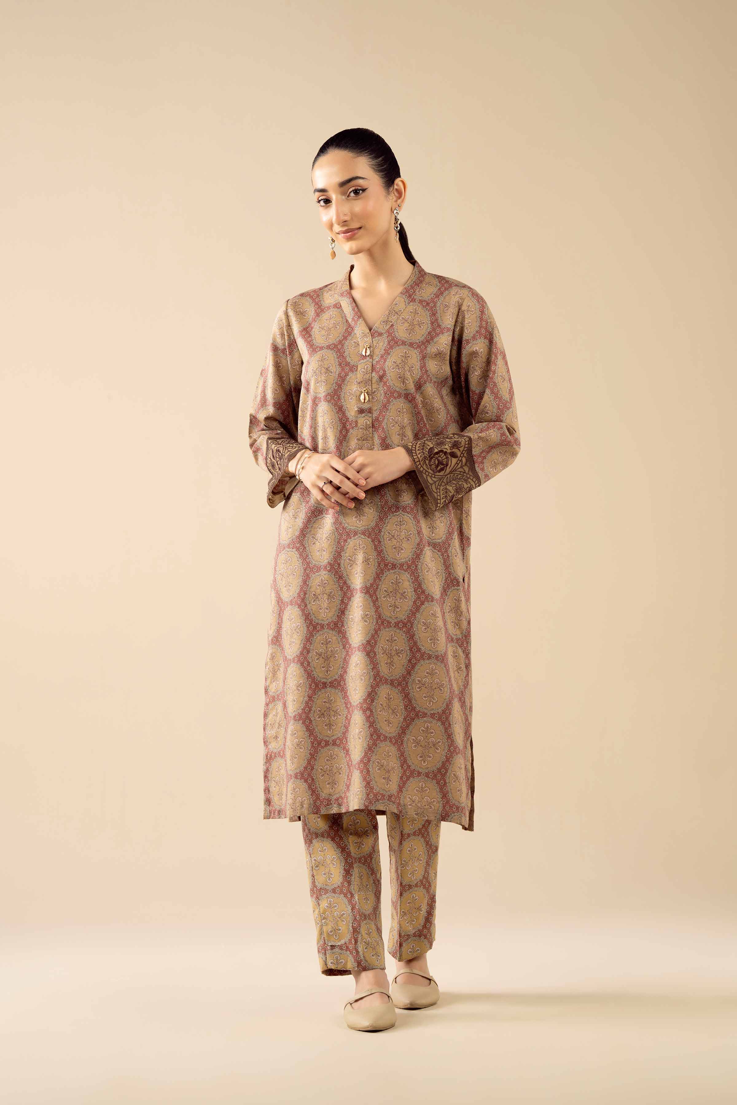 NishatUK - Brown Printed Karandi 2-piece ready to wear Dress