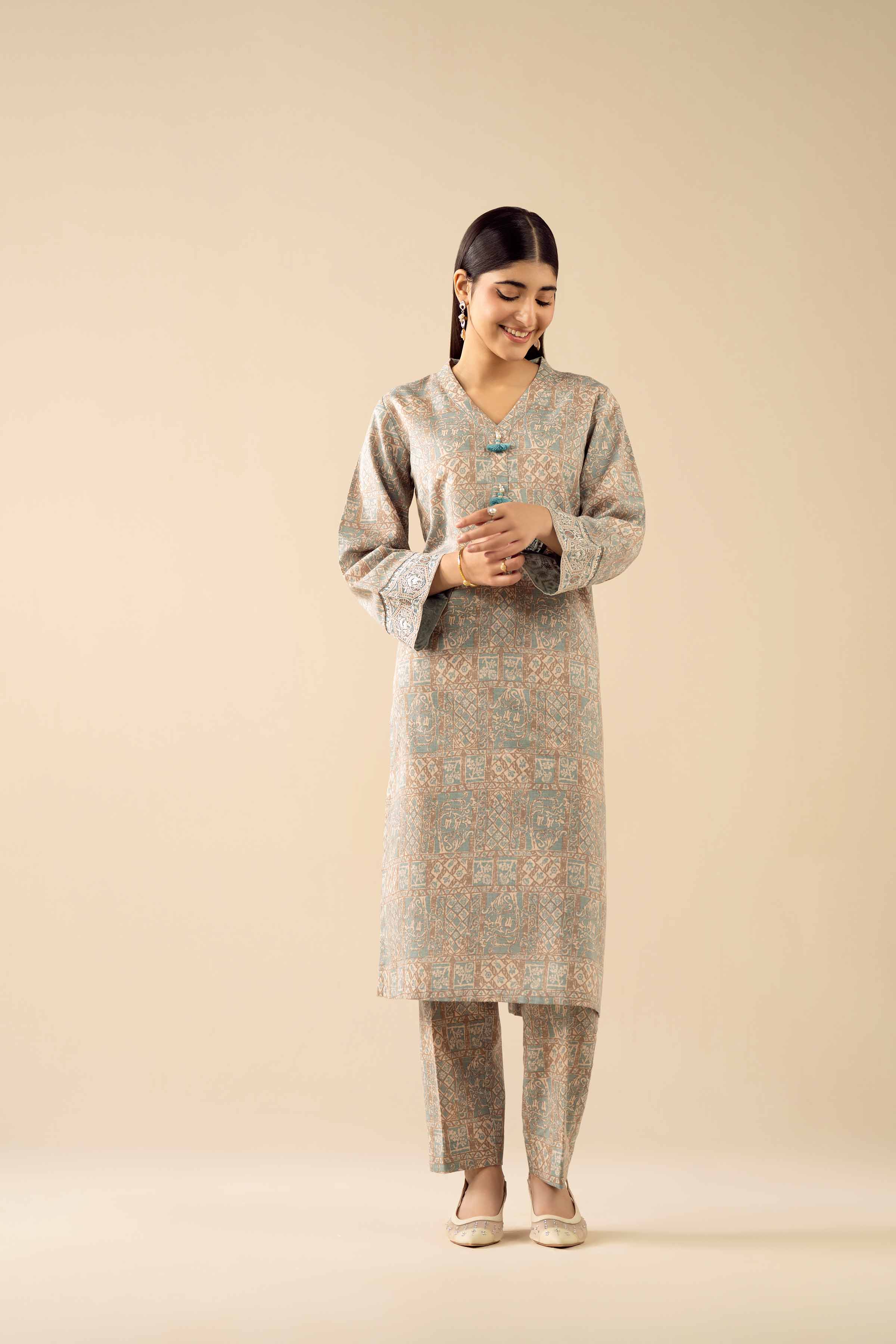NishatUK - Multi Printed Karandi 2-piece ready to wear Dress