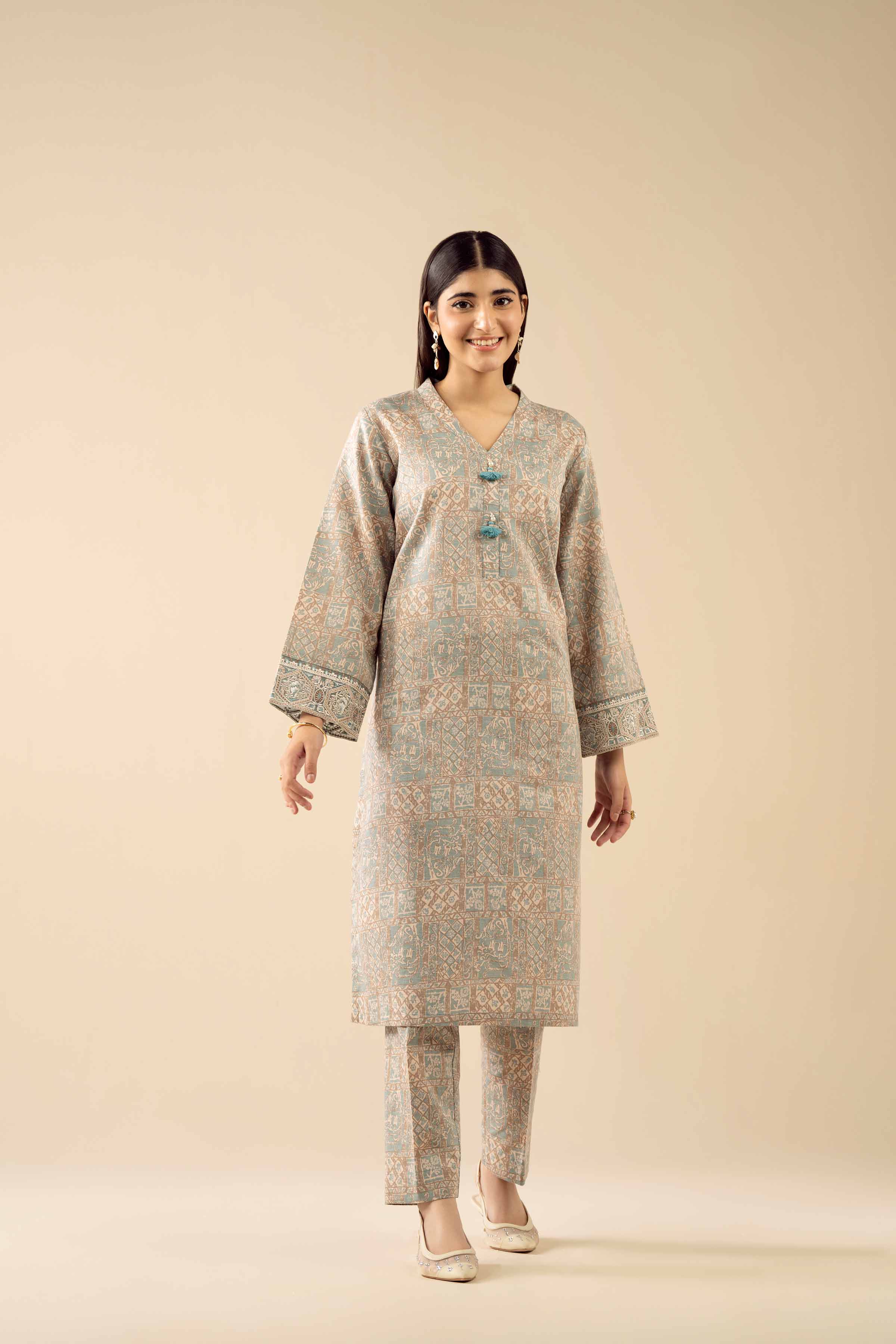 NishatUK - Multi Printed Karandi 2-piece ready to wear Dress