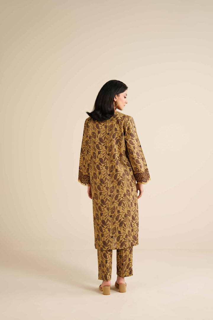 NishatUK - Olive Embroidered Karandi 2-piece ready to wear Dress