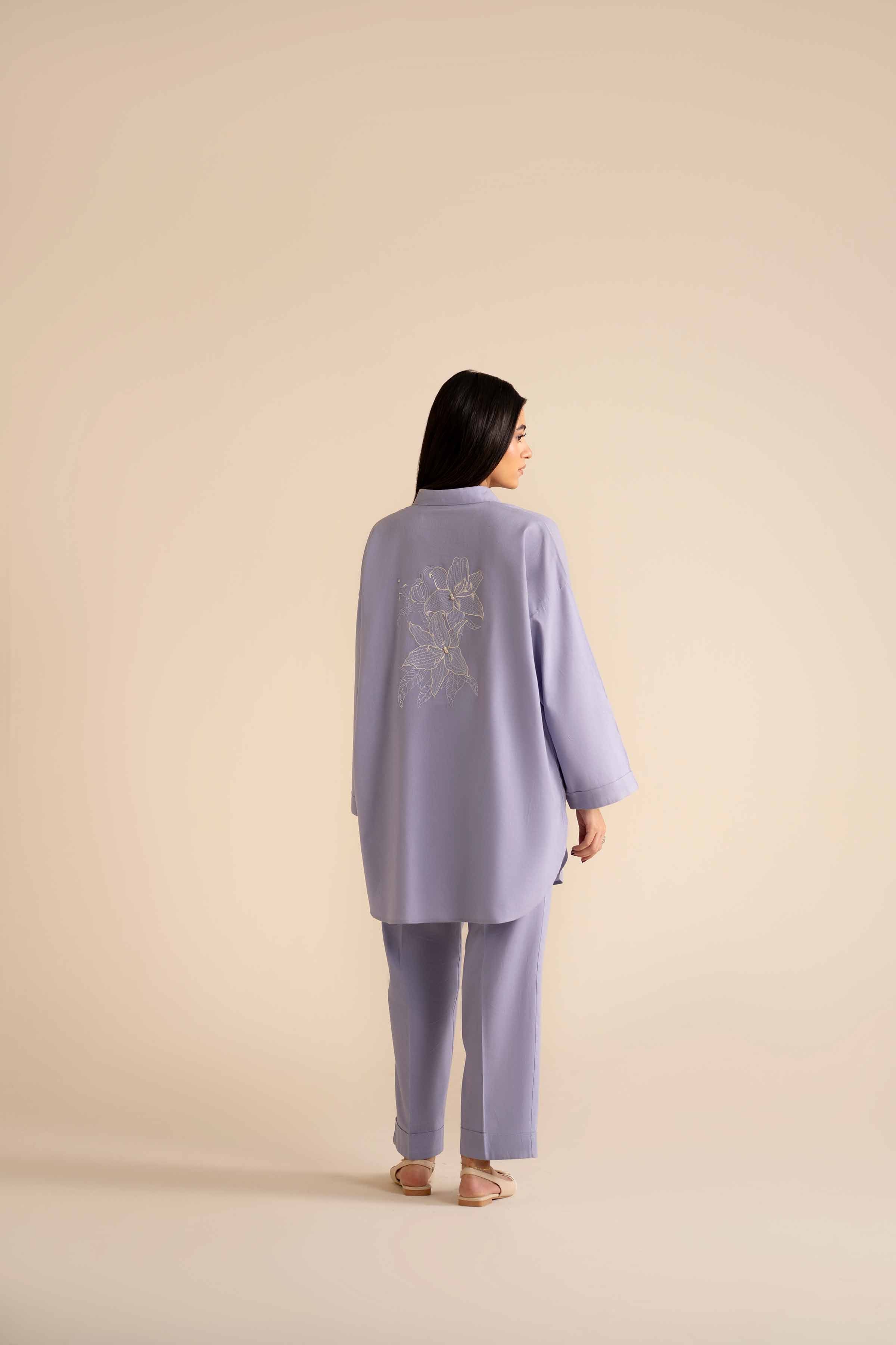 NishatUK - Purple Embroidered Cotton 2-piece ready to wear Dress