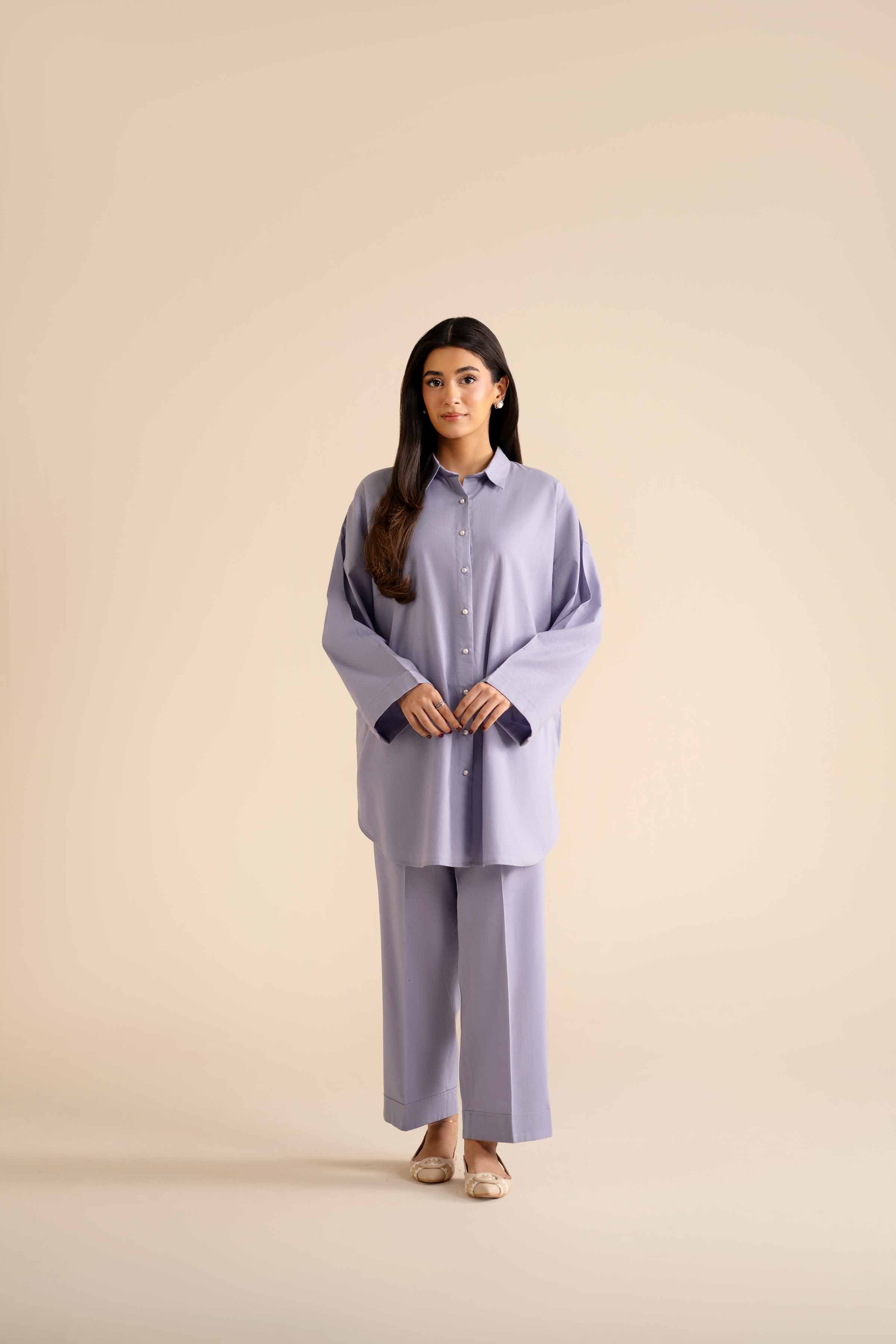 NishatUK - Purple Embroidered Cotton 2-piece ready to wear Dress