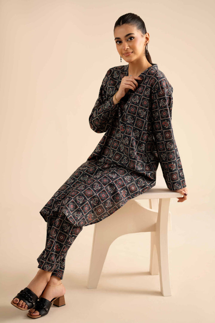 NishatUK - Black Printed Karandi 2-piece ready to wear Dress