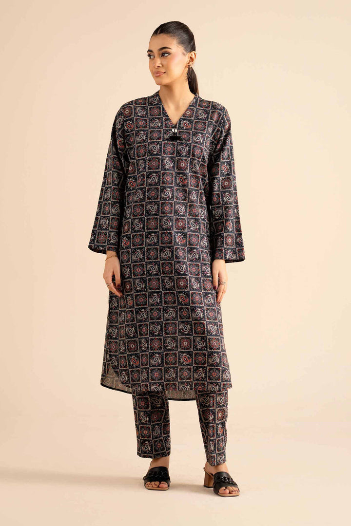 NishatUK - Black Printed Karandi 2-piece ready to wear Dress