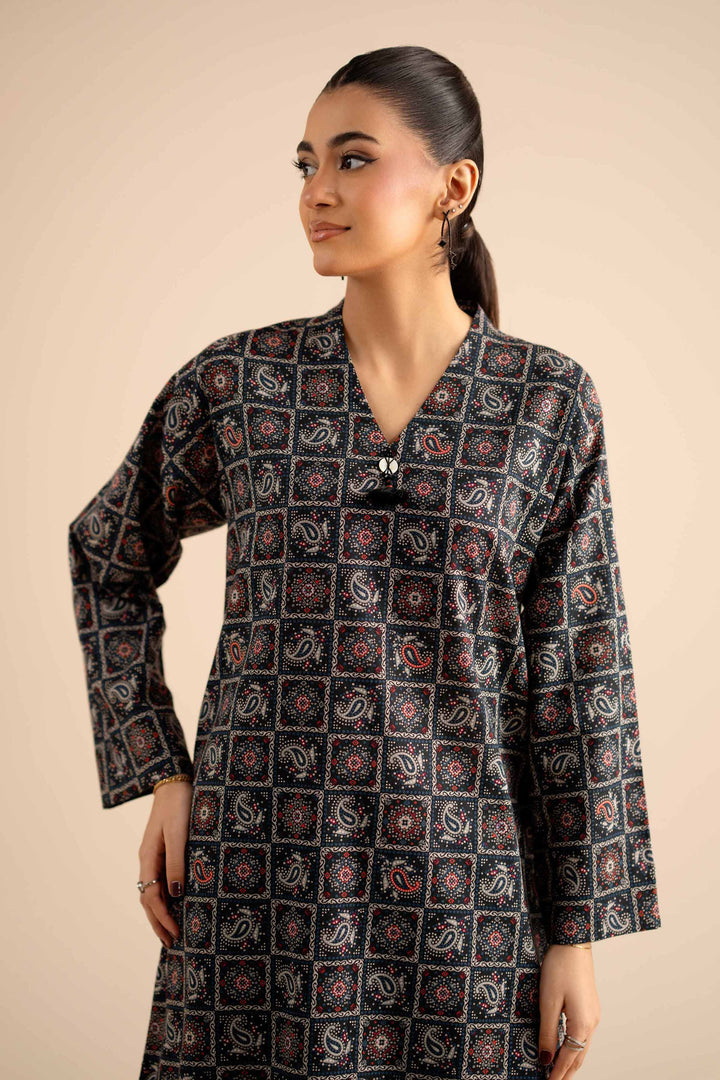 NishatUK - Black Printed Karandi 2-piece ready to wear Dress