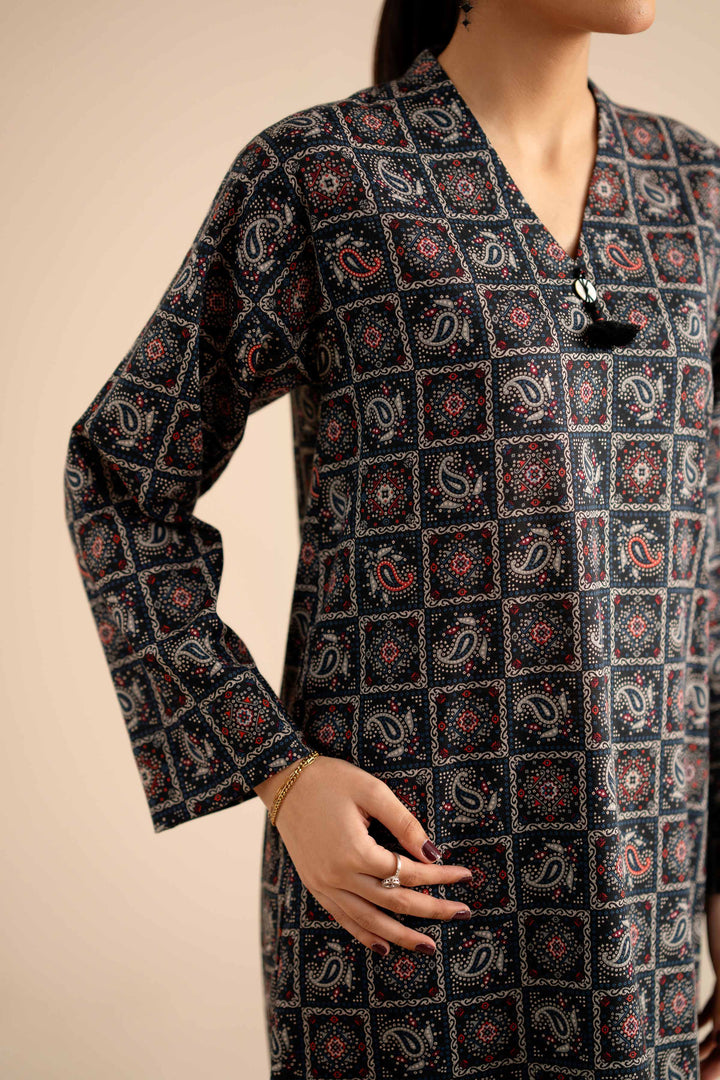 NishatUK - Black Printed Karandi 2-piece ready to wear Dress