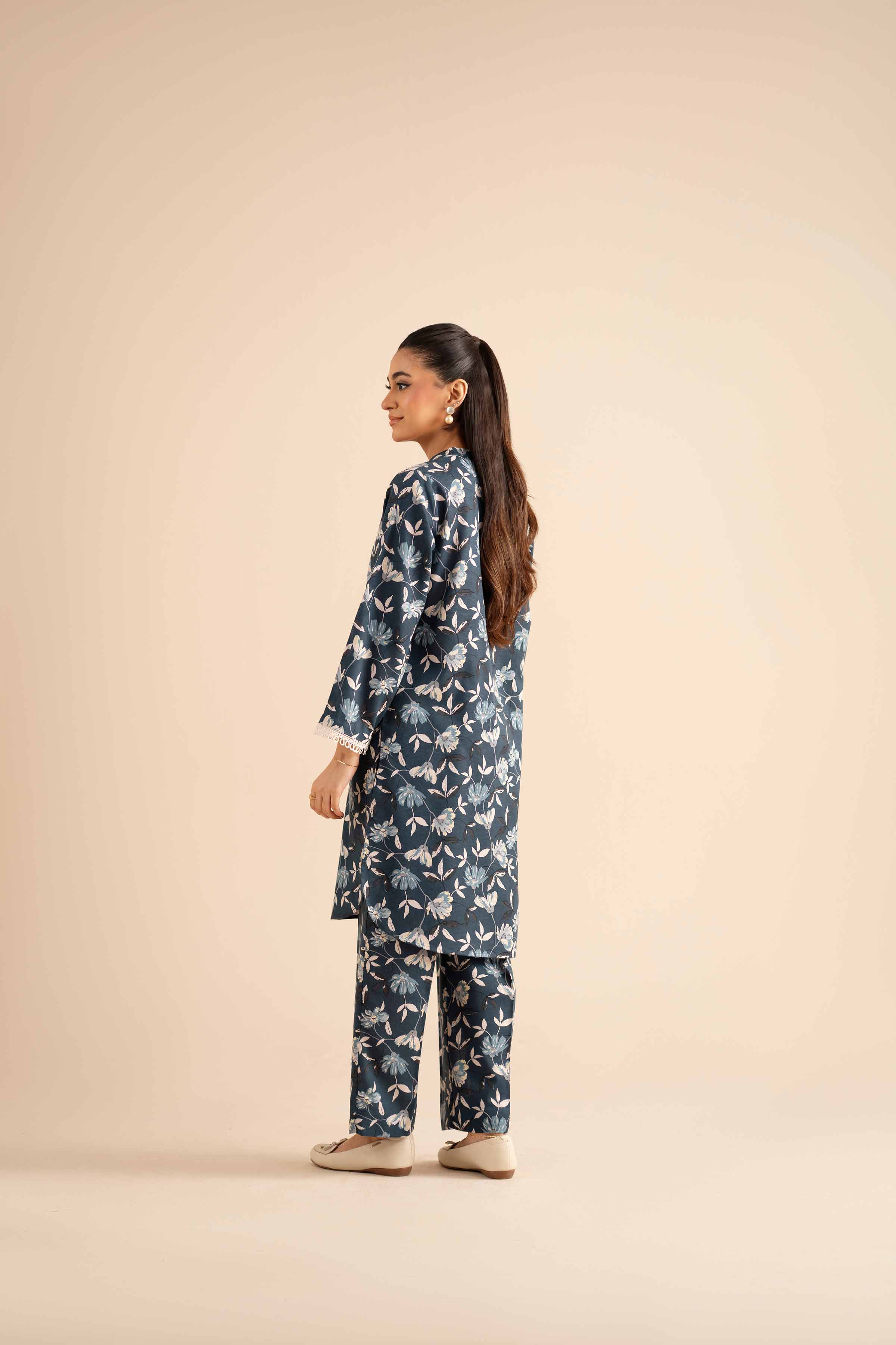 NishatUK - Blue Printed Karandi 2-piece ready to wear Dress