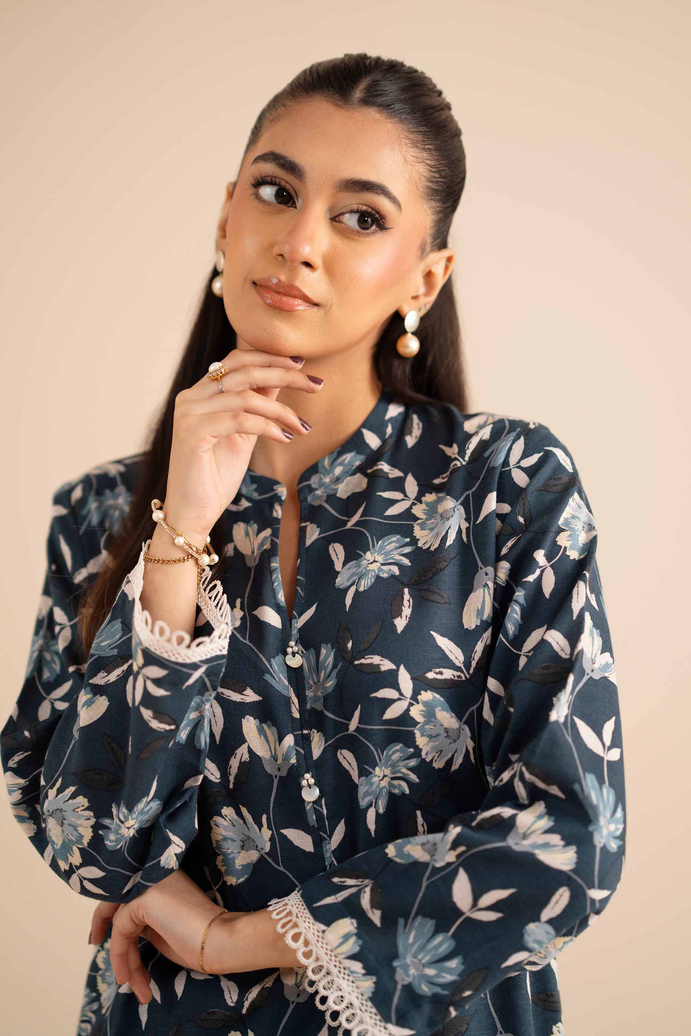 NishatUK - Blue Printed Karandi 2-piece ready to wear Dress