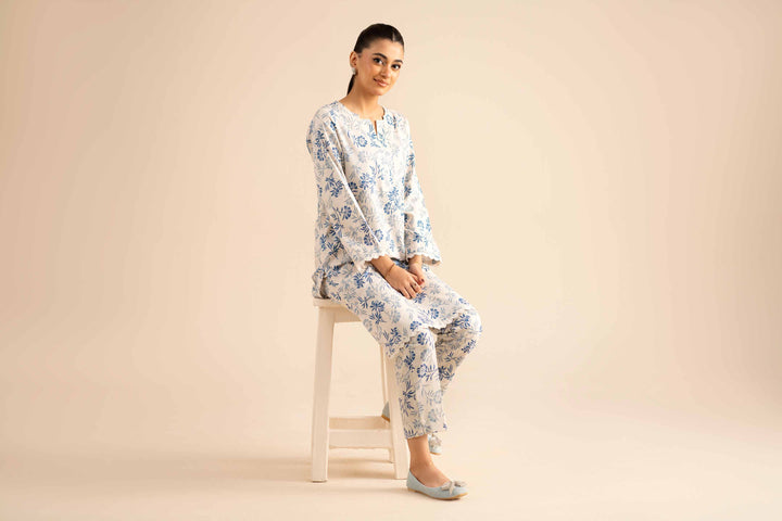 NishatUK - Off White Printed Karandi 2-piece ready to wear Dress