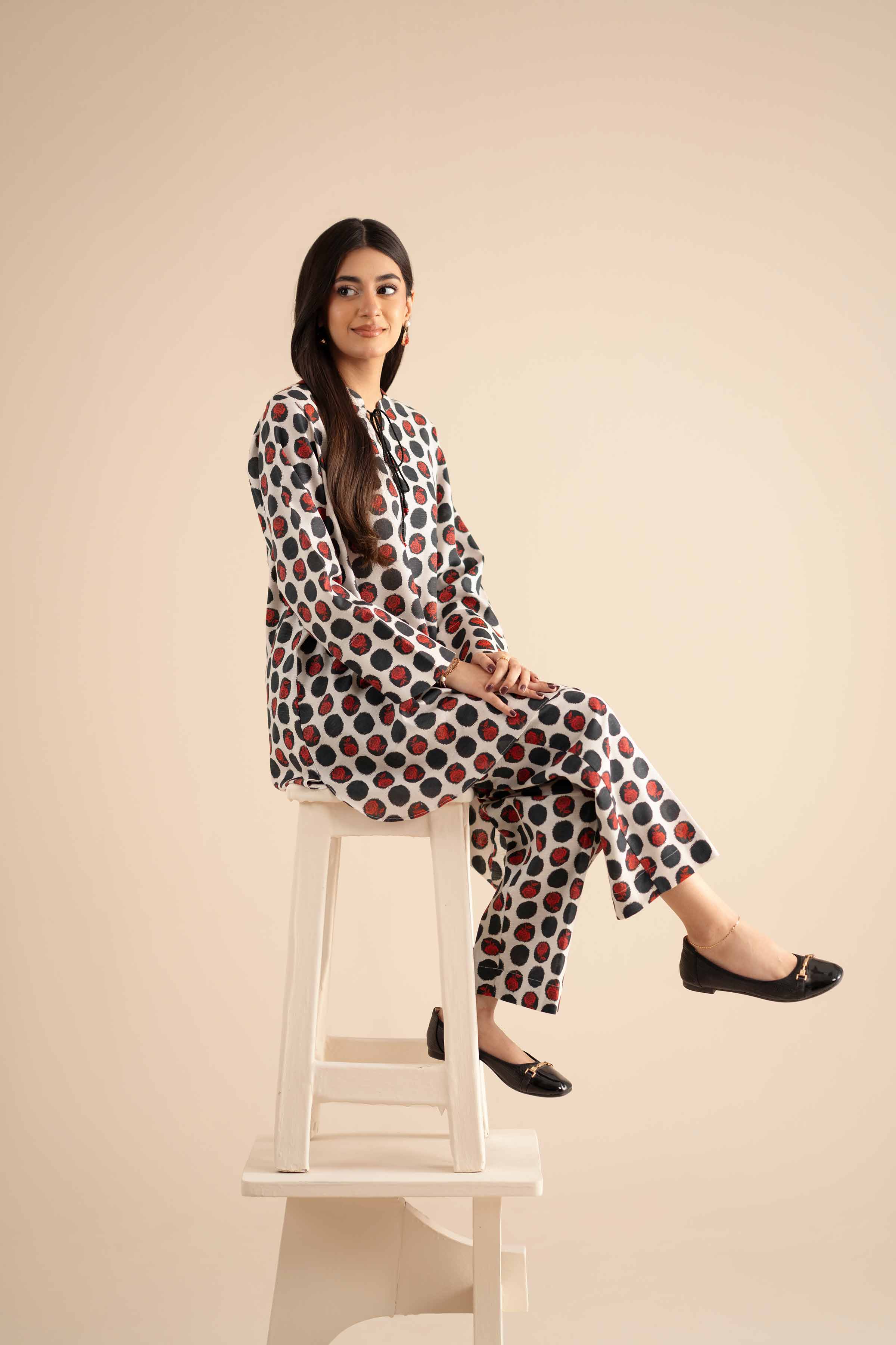 NishatUK - Off White Printed Karandi 2-piece ready to wear Dress