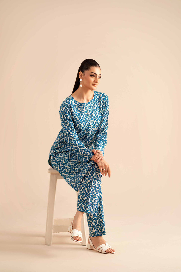 NishatUK - Blue Printed Karandi 2-piece ready to wear Dress