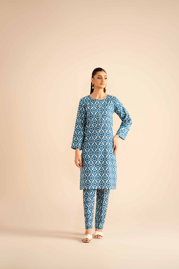 NishatUK - Blue Printed Karandi 2-piece ready to wear Dress