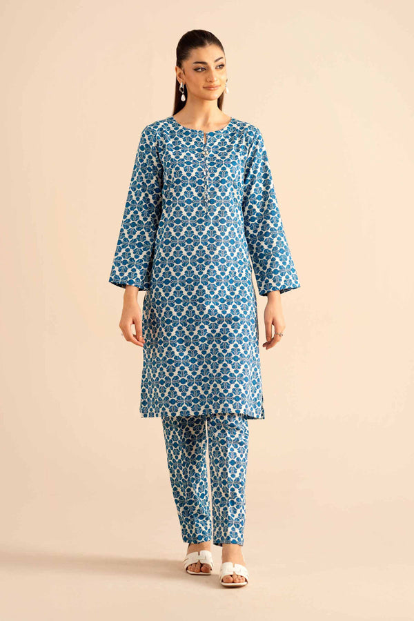 NishatUK - Blue Printed Karandi 2-piece ready to wear Dress