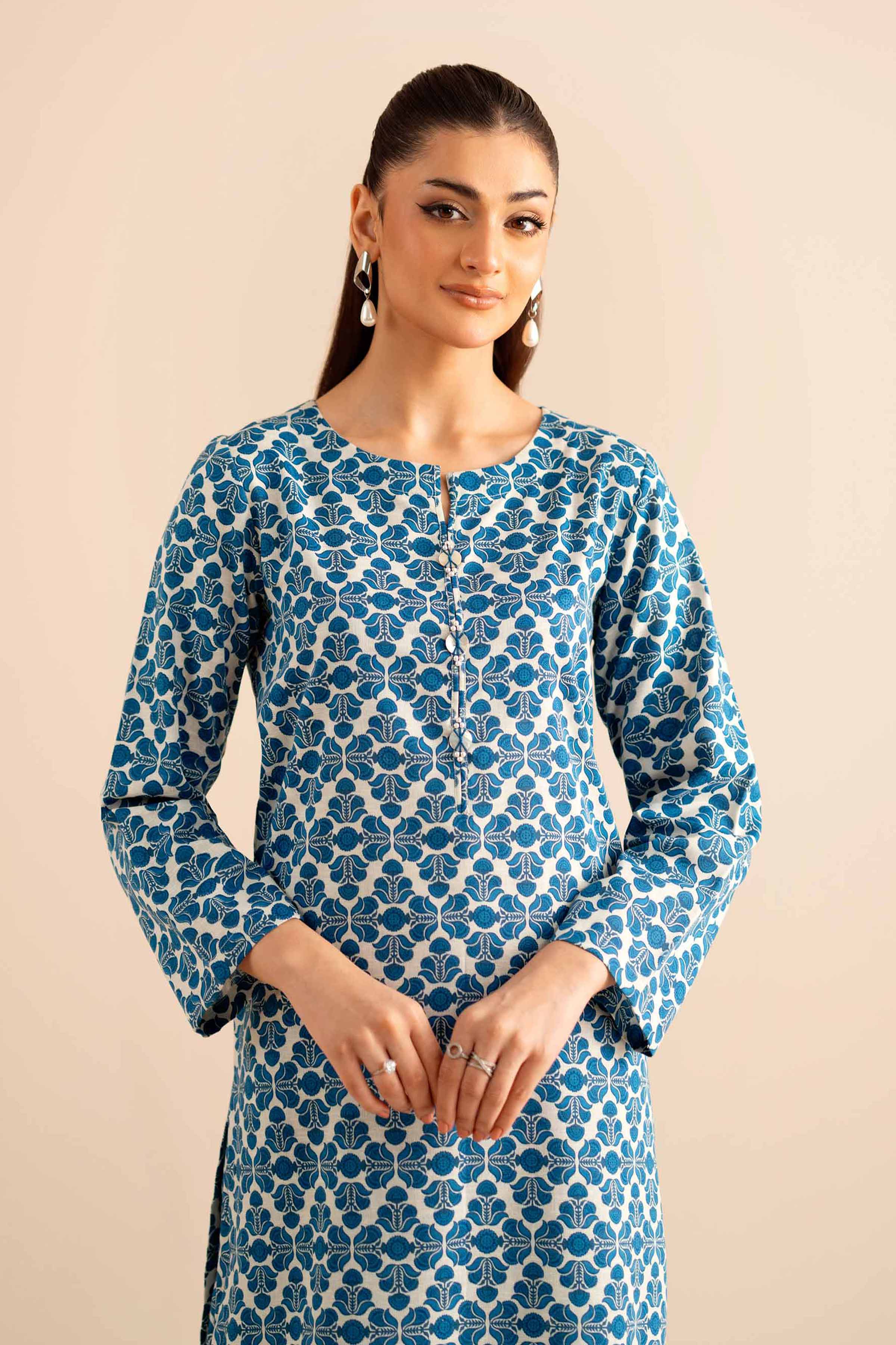 NishatUK - Blue Printed Karandi 2-piece ready to wear Dress