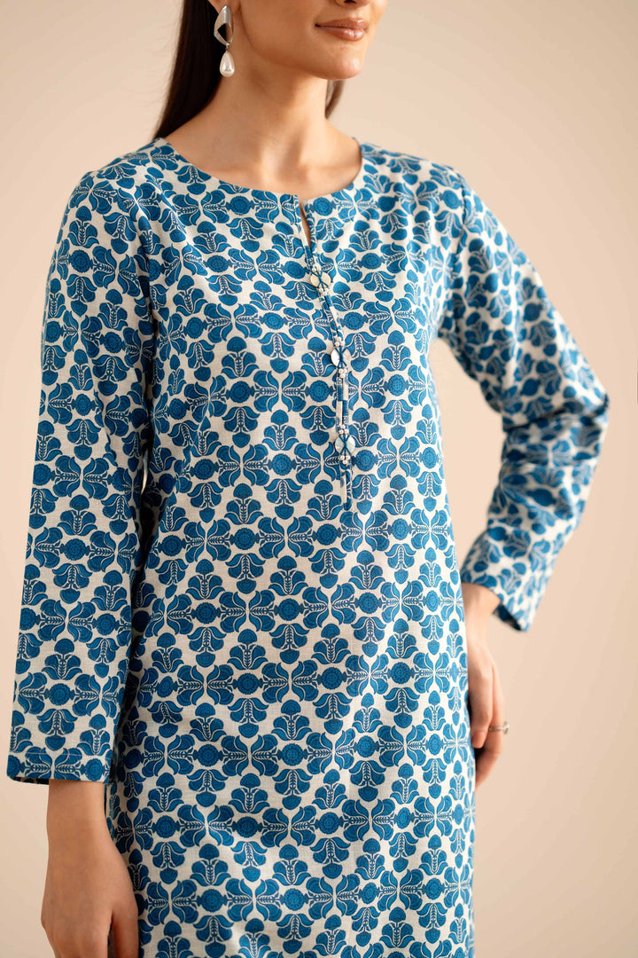 NishatUK - Blue Printed Karandi 2-piece ready to wear Dress