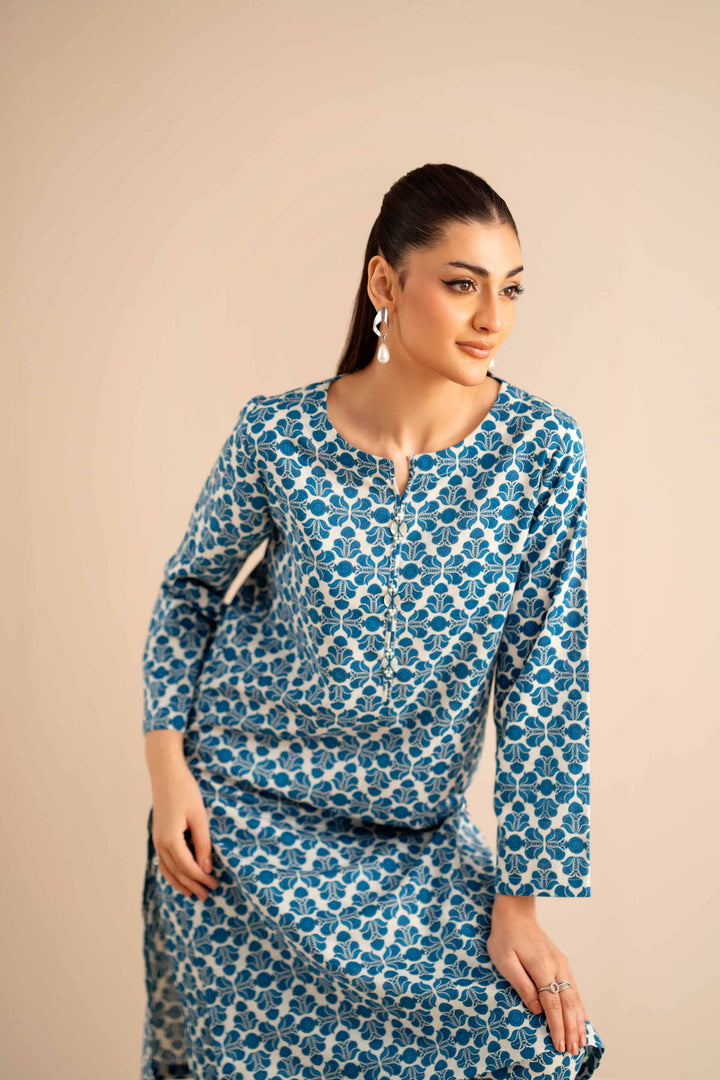 NishatUK - Blue Printed Karandi 2-piece ready to wear Dress