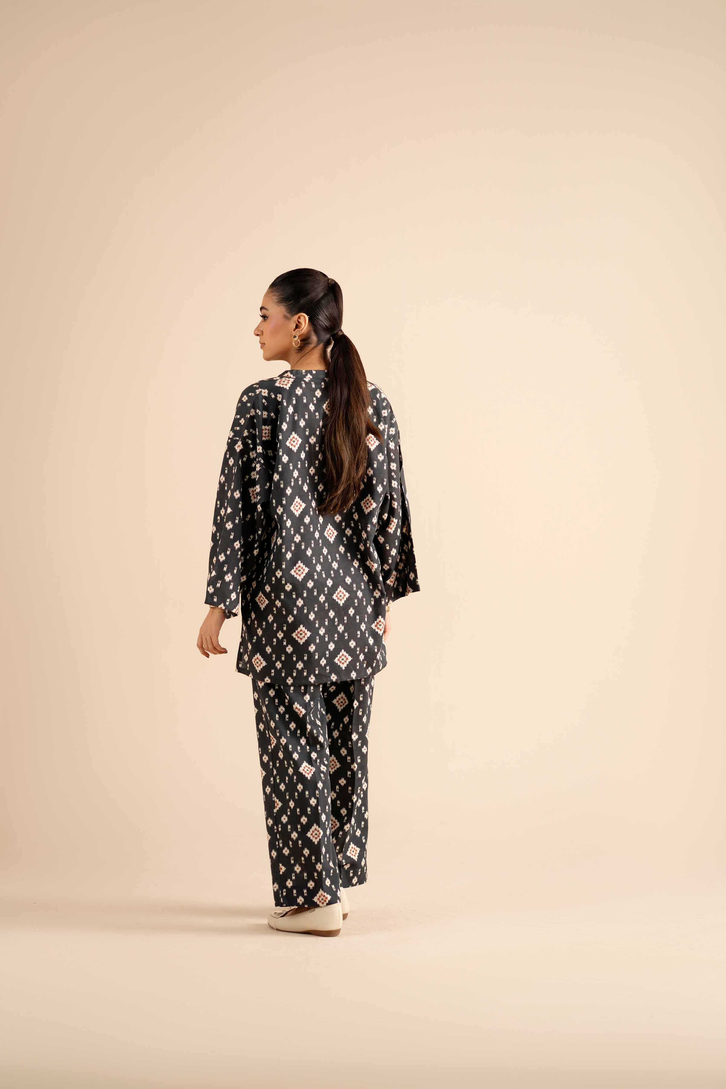 NishatUK - Black Printed Karandi 2-piece ready to wear Dress