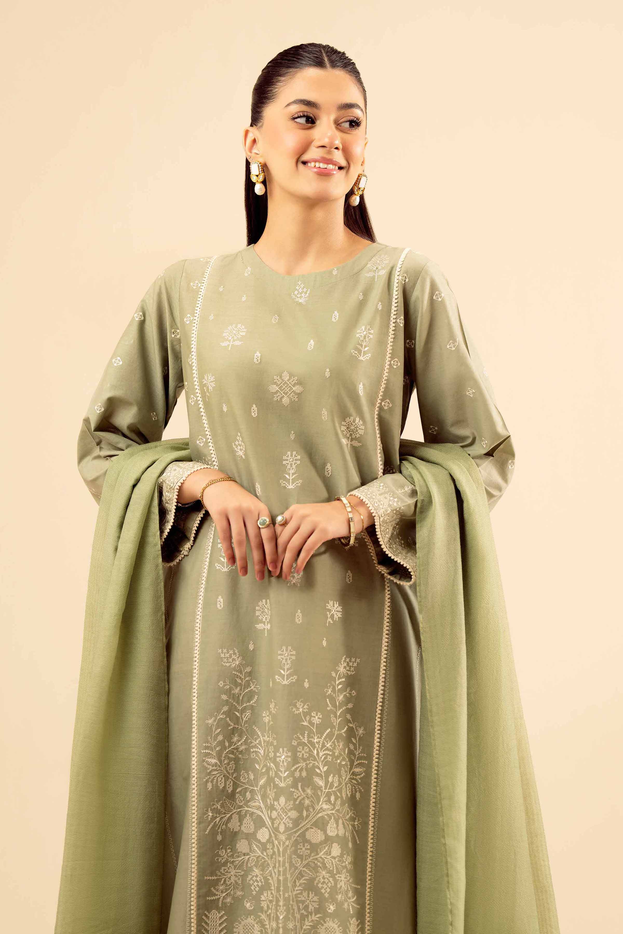 NishatUK - Green Embroidered Cambric 2-piece ready to wear Dress