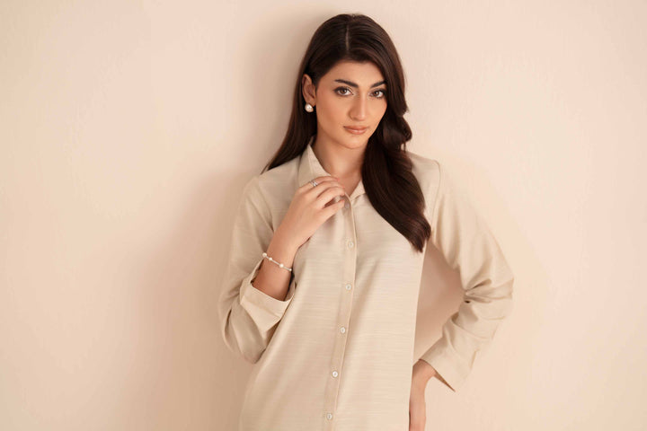 NishatUK - White Solids Silk 2-piece ready to wear Dress