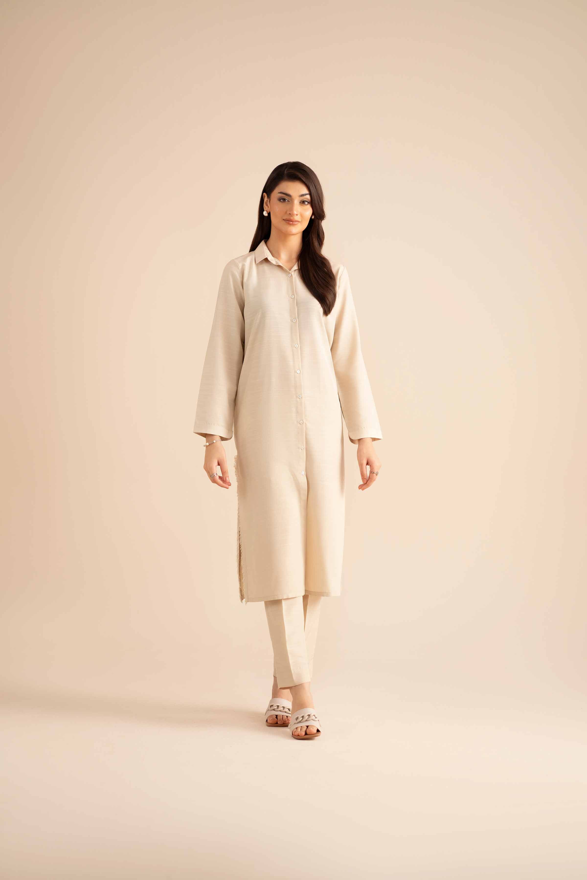 NishatUK - White Solids Silk 2-piece ready to wear Dress