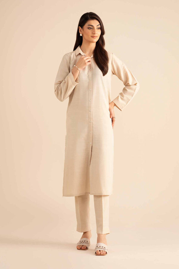 NishatUK - White Solids Silk 2-piece ready to wear Dress