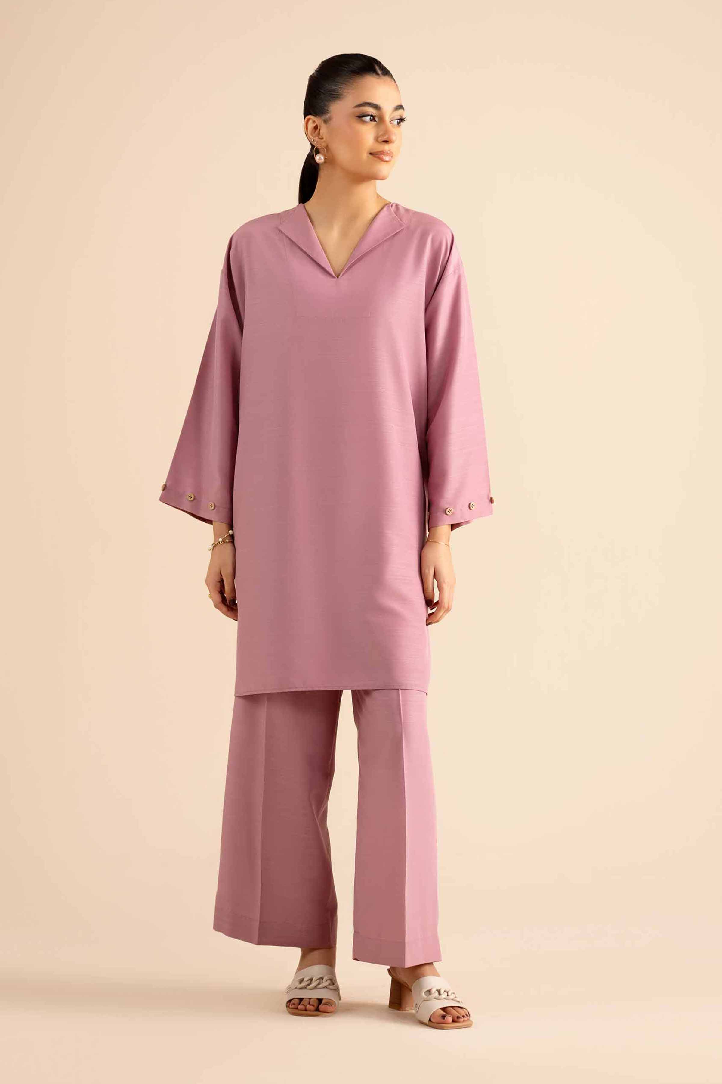 NishatUK - Pink Solids Silk 2-piece ready to wear Dress