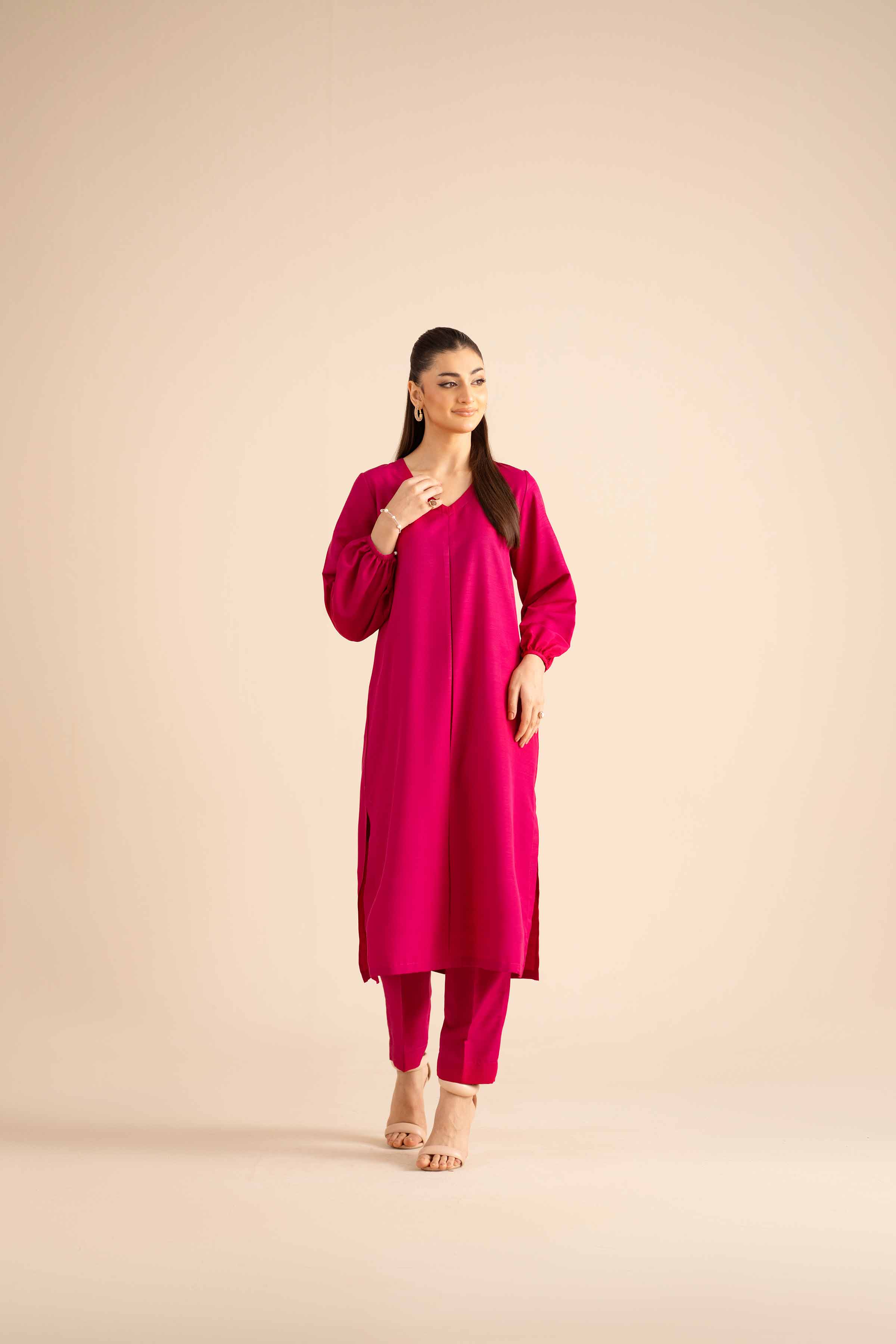 NishatUK - Pink Solids Silk 2-piece ready to wear Dress
