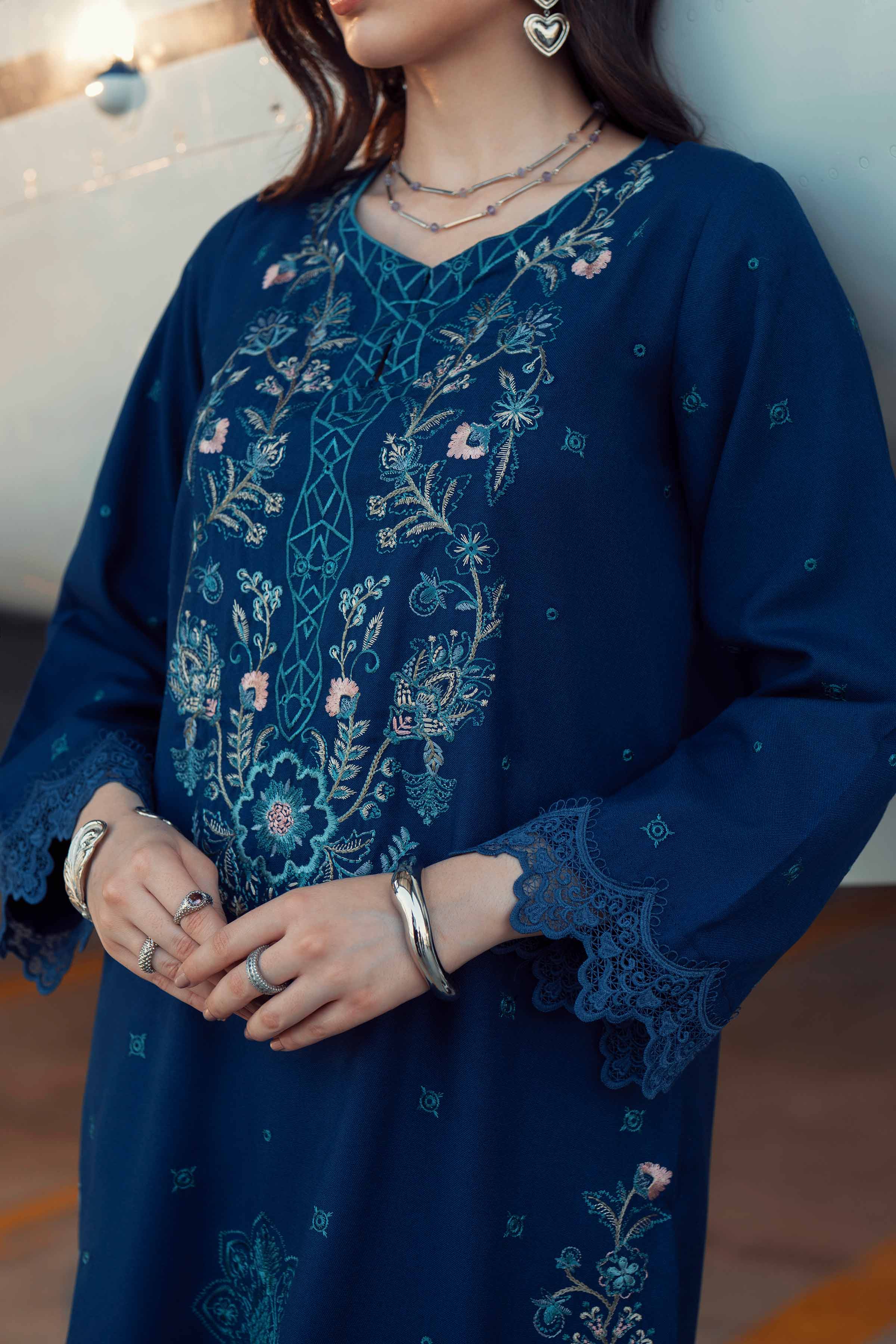 NishatUK - Blue Embroidered Poshak 2-piece ready to wear Dress