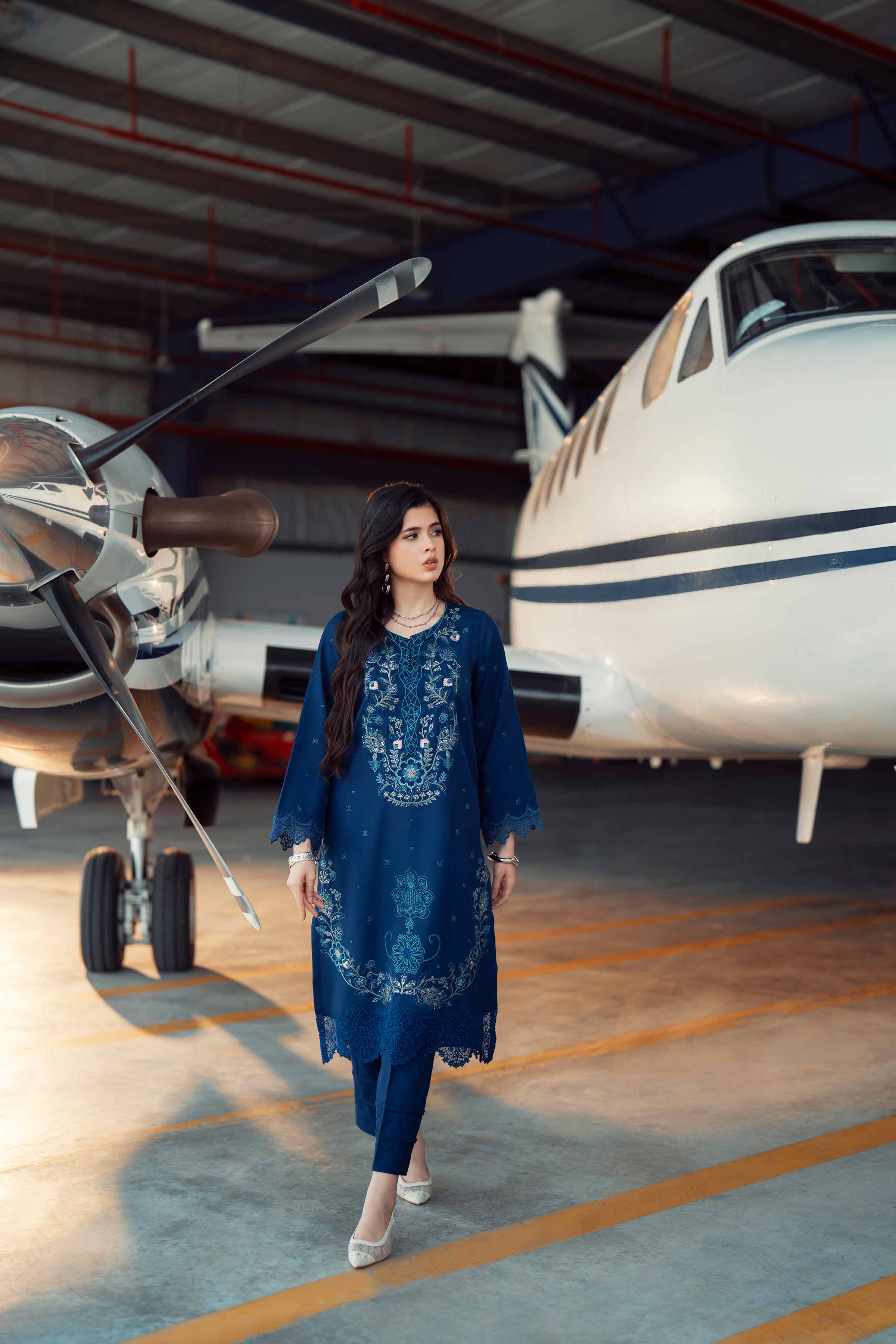 NishatUK - Blue Embroidered Poshak 2-piece ready to wear Dress