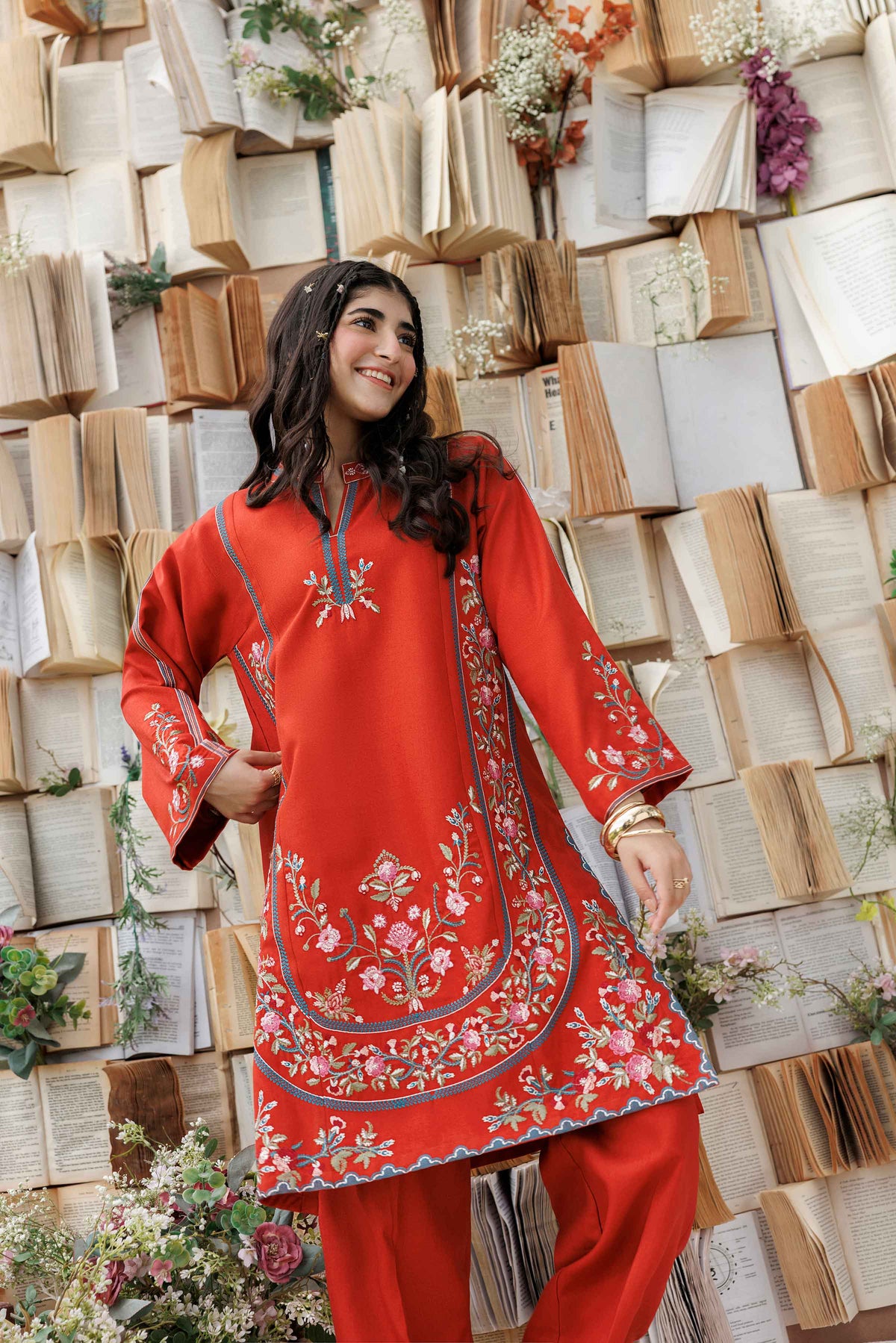 Nishat UK - Orange Embroidered Poshak 2 Pieces ready to wear Dress
