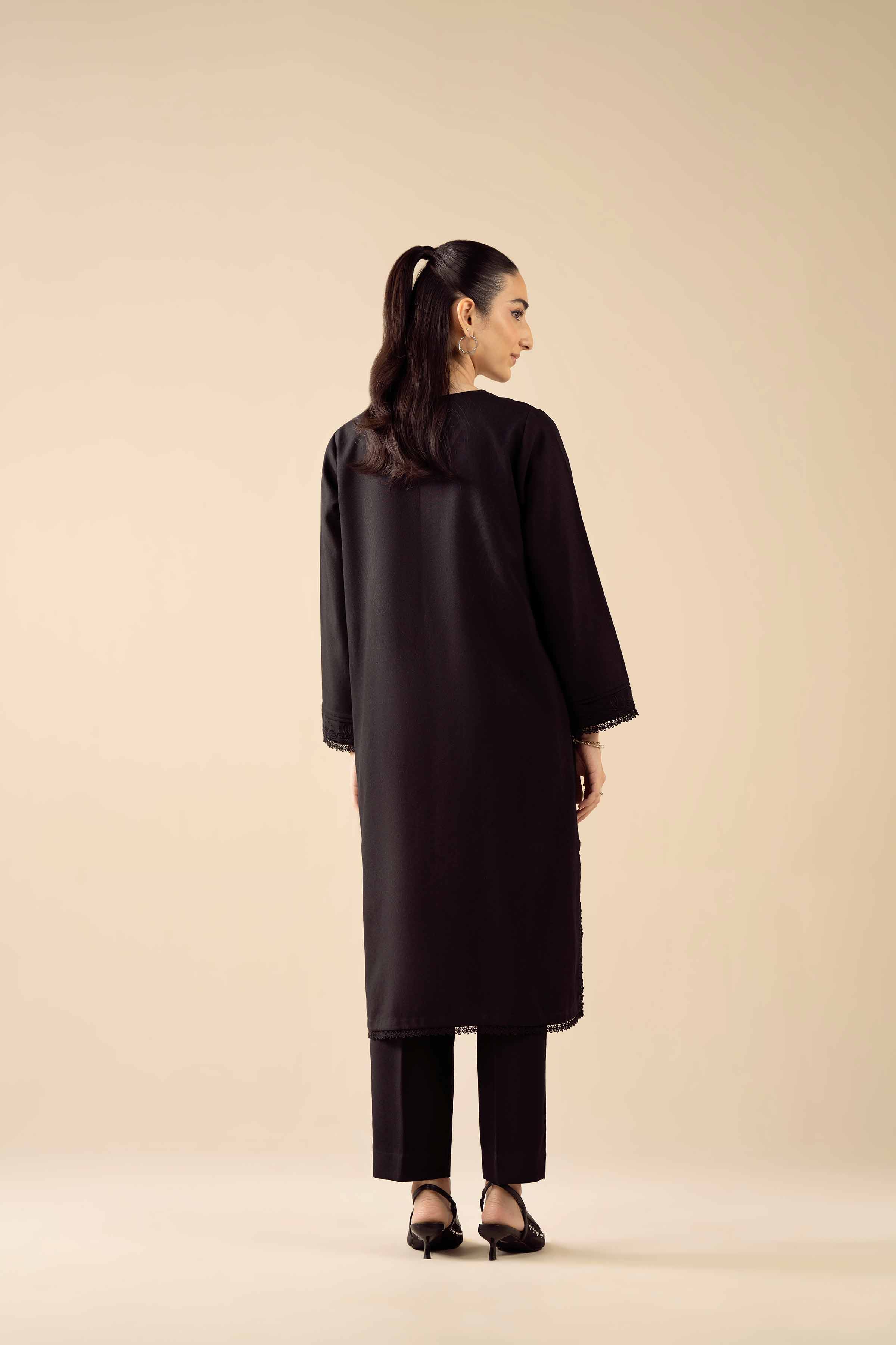 NishatUK - Black Embroidered Poshak 2-piece ready to wear Dress