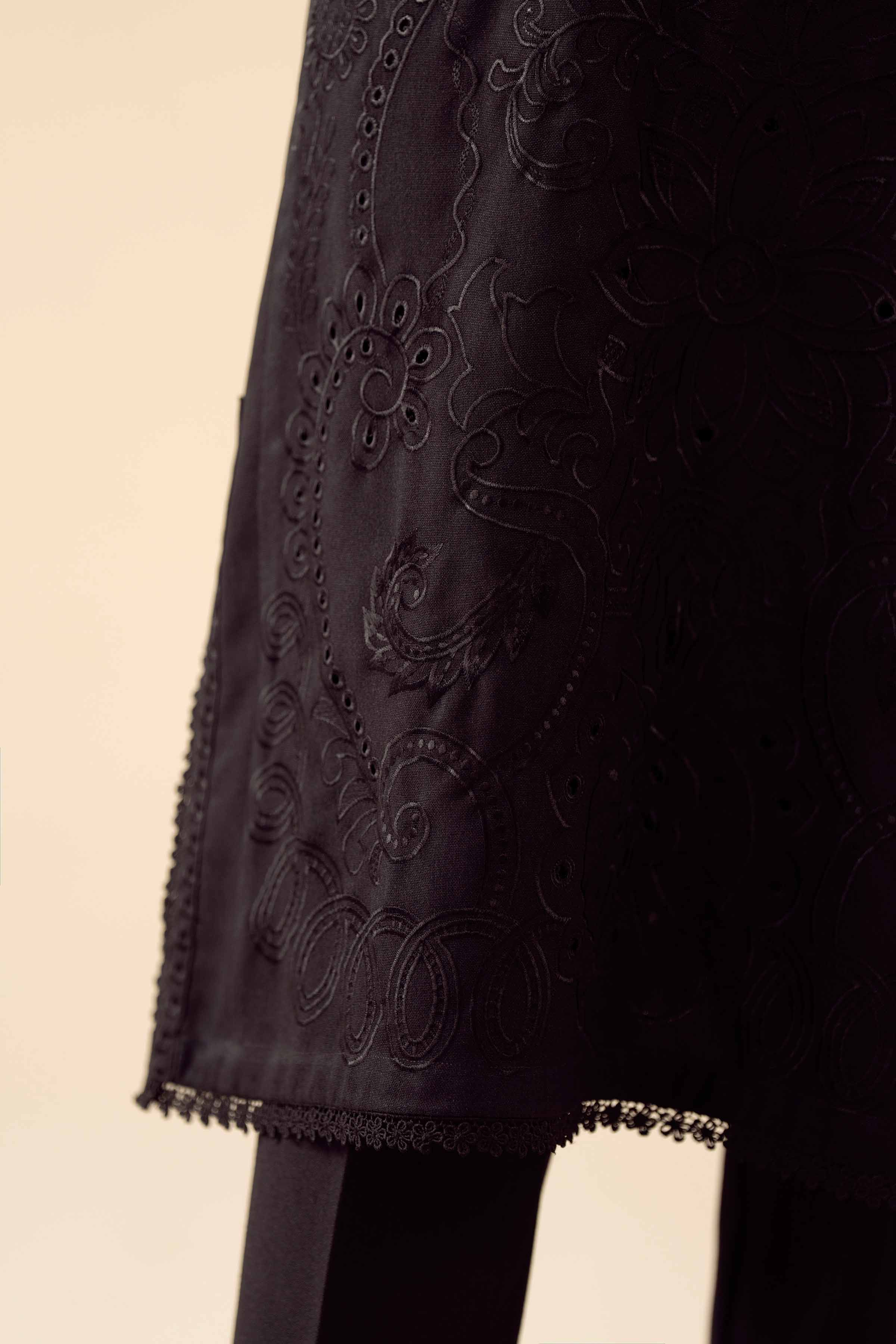 NishatUK - Black Embroidered Poshak 2-piece ready to wear Dress