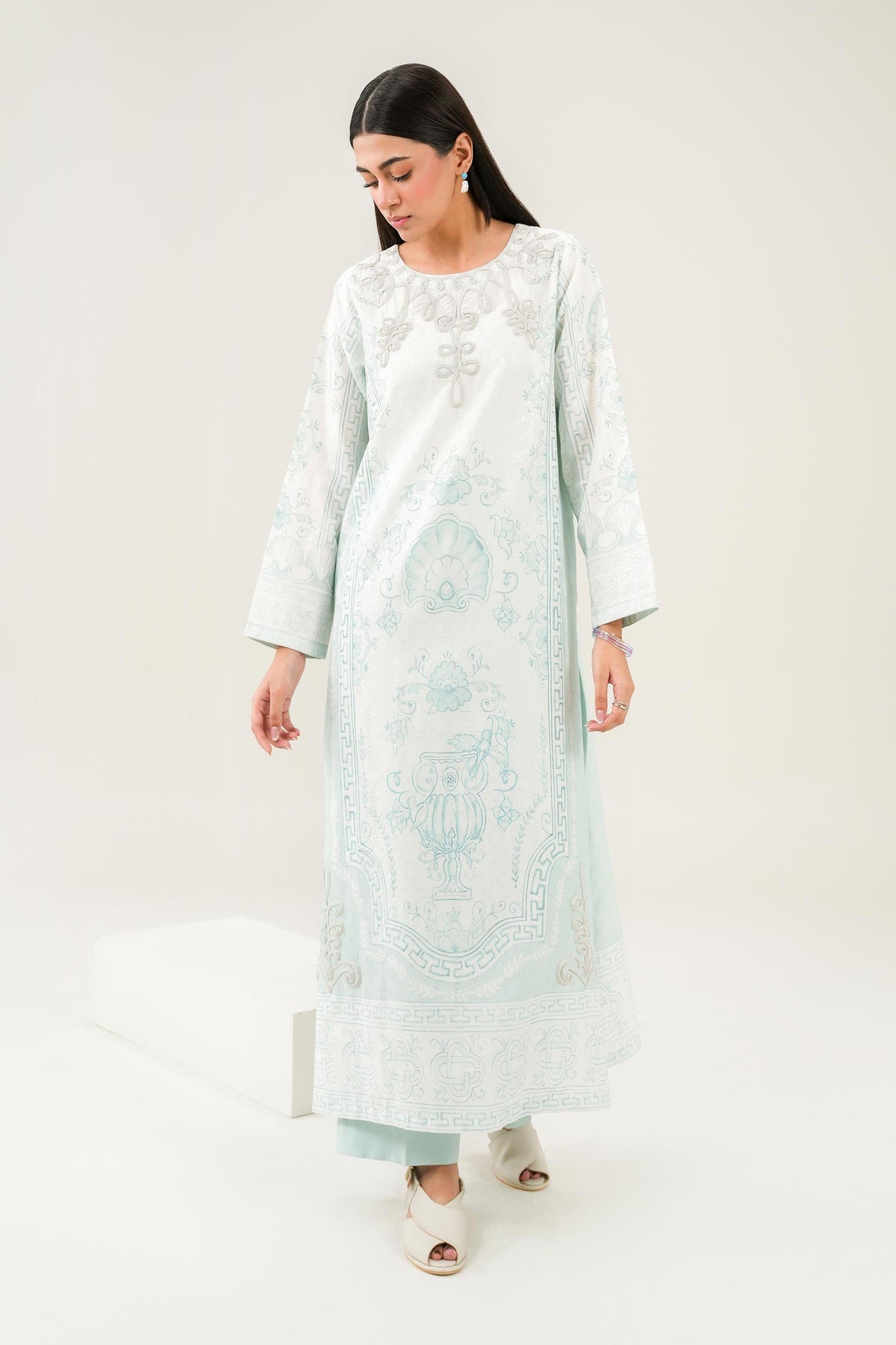 Nishat UK - Blue Embroidered Jacquard 2 Pieces ready to wear Dress