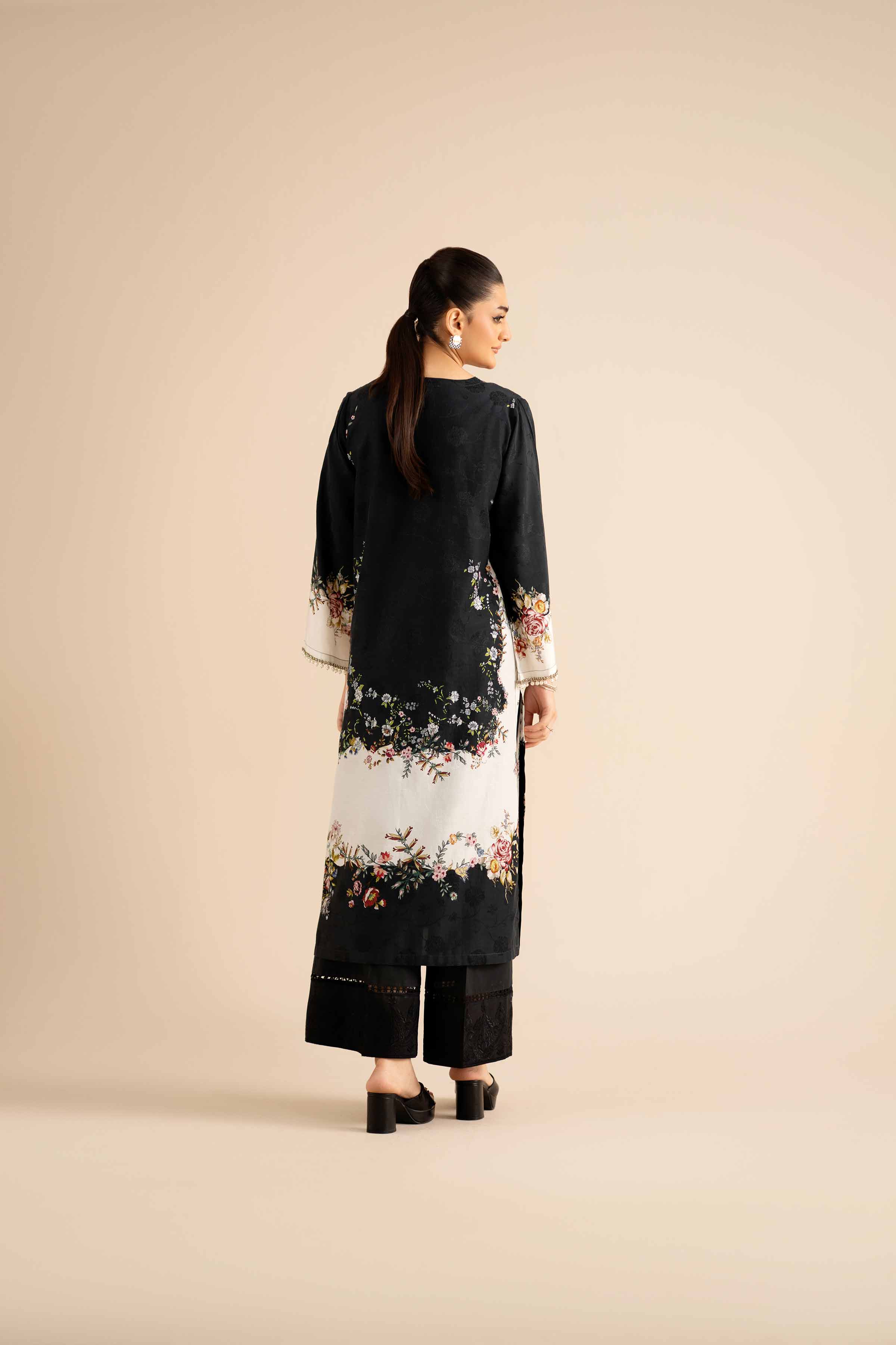 NishatUK - Black Printed Jacquard 2-piece ready to wear Dress