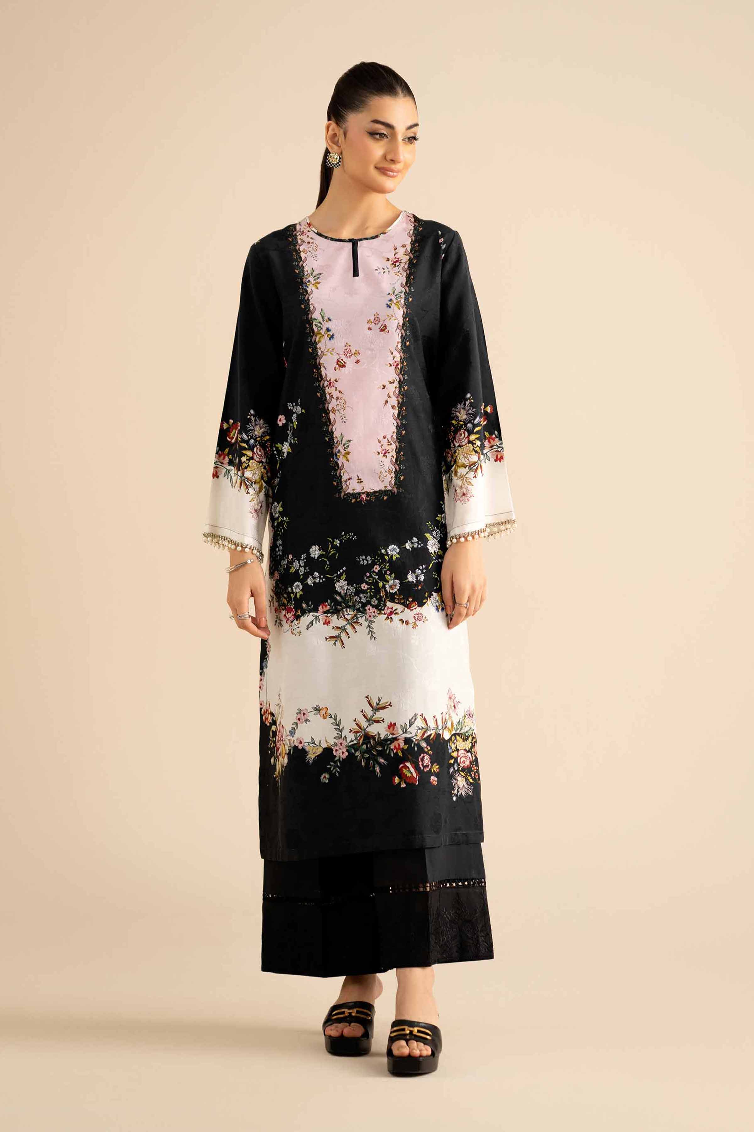 NishatUK - Black Printed Jacquard 2-piece ready to wear Dress