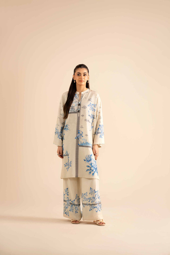 NishatUK - Beige Printed Jacquard 2-piece ready to wear Dress