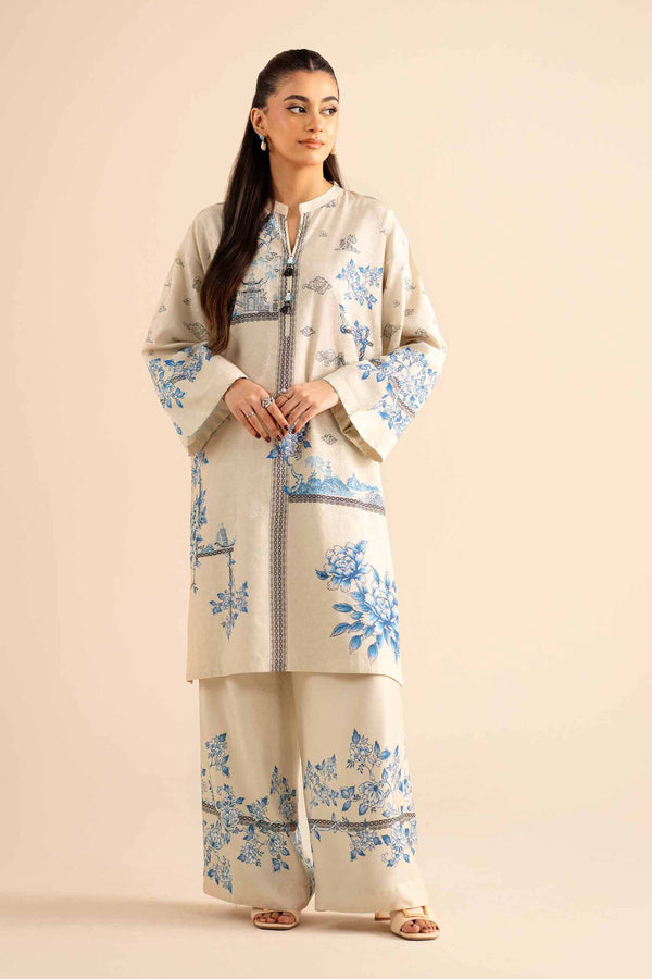 NishatUK - Beige Printed Jacquard 2-piece ready to wear Dress