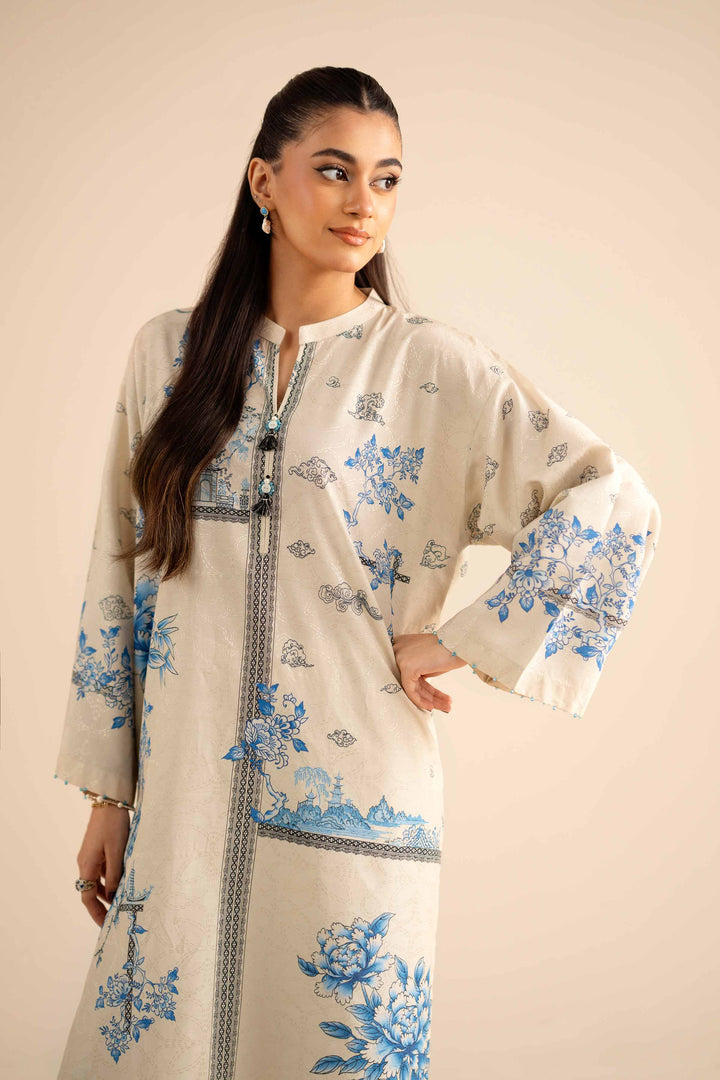 NishatUK - Beige Printed Jacquard 2-piece ready to wear Dress
