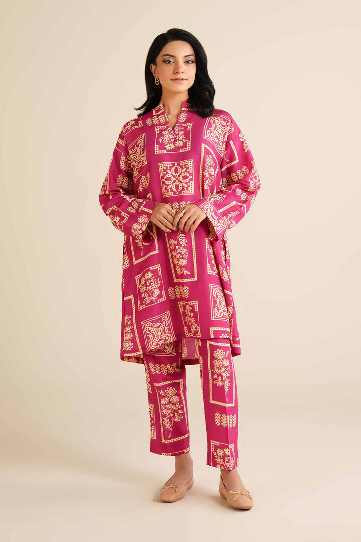 NishatUK - Fuchsia Printed Swiss Lawn 2-piece ready to wear Dress