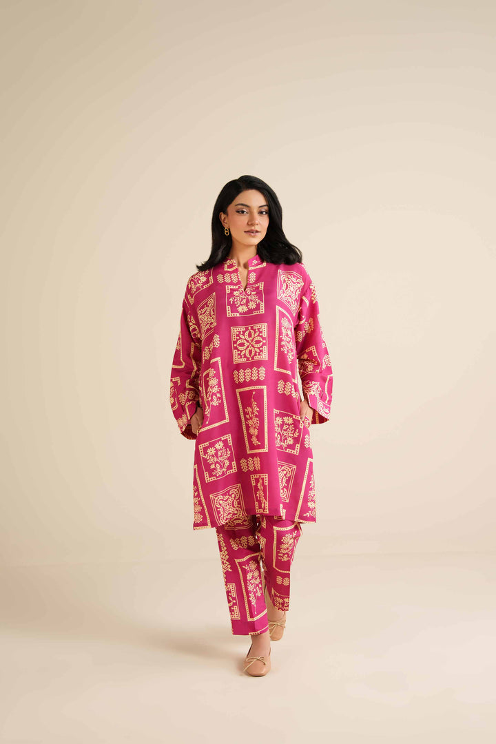 NishatUK - Fuchsia Printed Swiss Lawn 2-piece ready to wear Dress