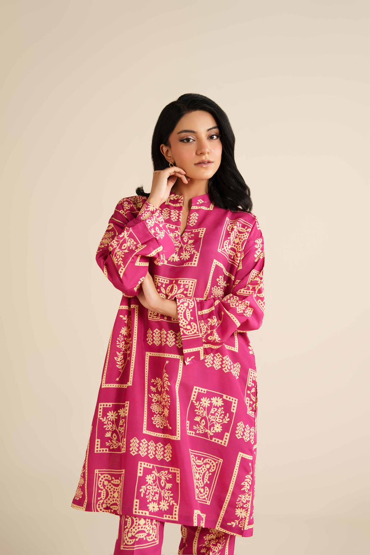 NishatUK - Fuchsia Printed Swiss Lawn 2-piece ready to wear Dress